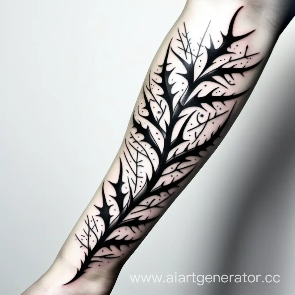 Monochrome-Vine-Thorn-Tattoo-Design