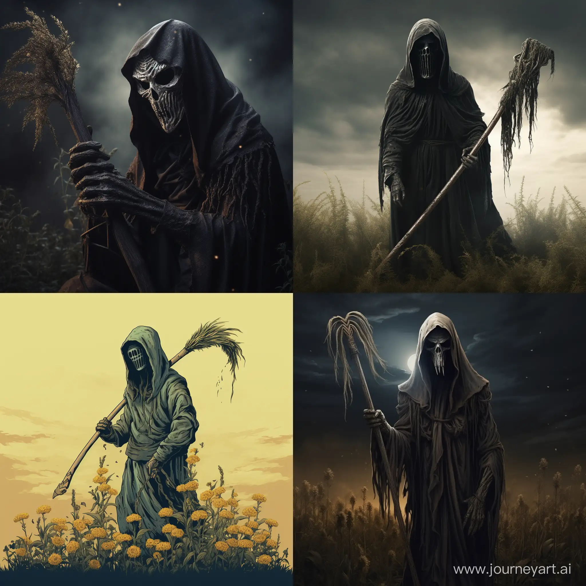 Grim reaper holding a weedwacker