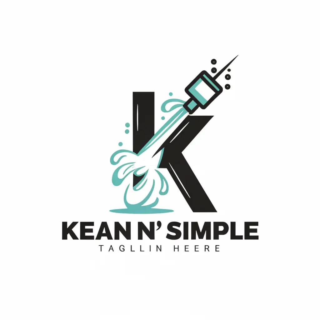 a logo design,with the text "Klean N Simple", main symbol:The logo features the company name 	exttt{Klean 'N Simple} in a clean and modern font. The letter 'K' is stylized to resemble a high-pressure water nozzle, symbolizing the pressure washing service offered by the company. The addition of the apostrophe and 'N' adds a playful touch while maintaining professionalism. The color scheme primarily consists of black and silver, evoking a sense of elegance and sophistication. This design effectively communicates the company's commitment to providing clean and simple pressure washing solutions while maintaining a professional image.,Moderate,clear background
