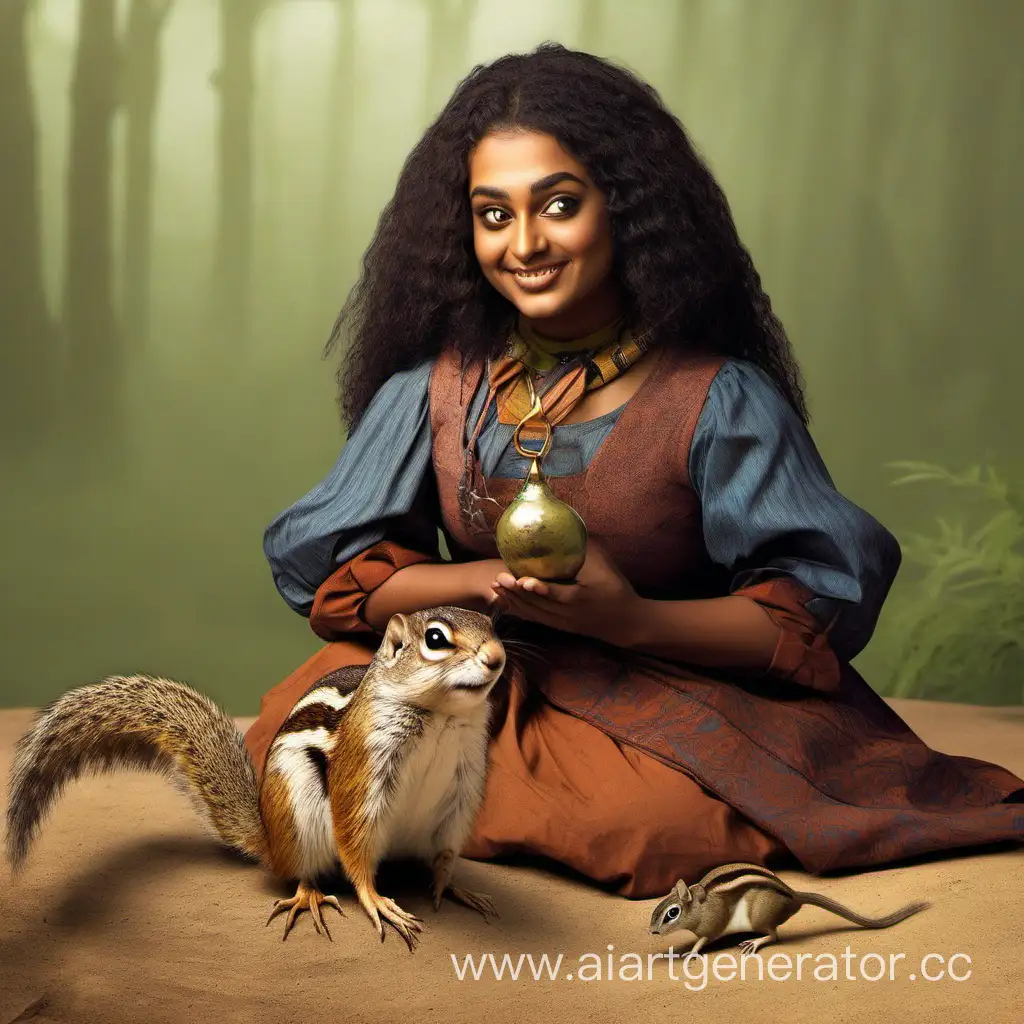 Nuriya-Aumar-Whimsical-Bard-with-a-Playful-Ground-Squirrel-Companion