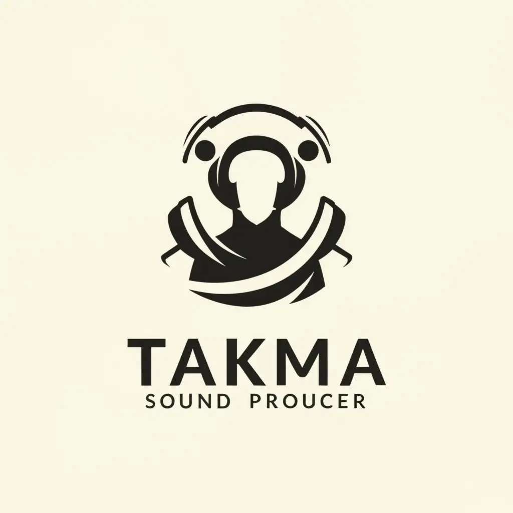 a logo design,with the text "takama sound producer", main symbol:guy without face in headphones,Minimalistic,be used in Internet industry,clear background