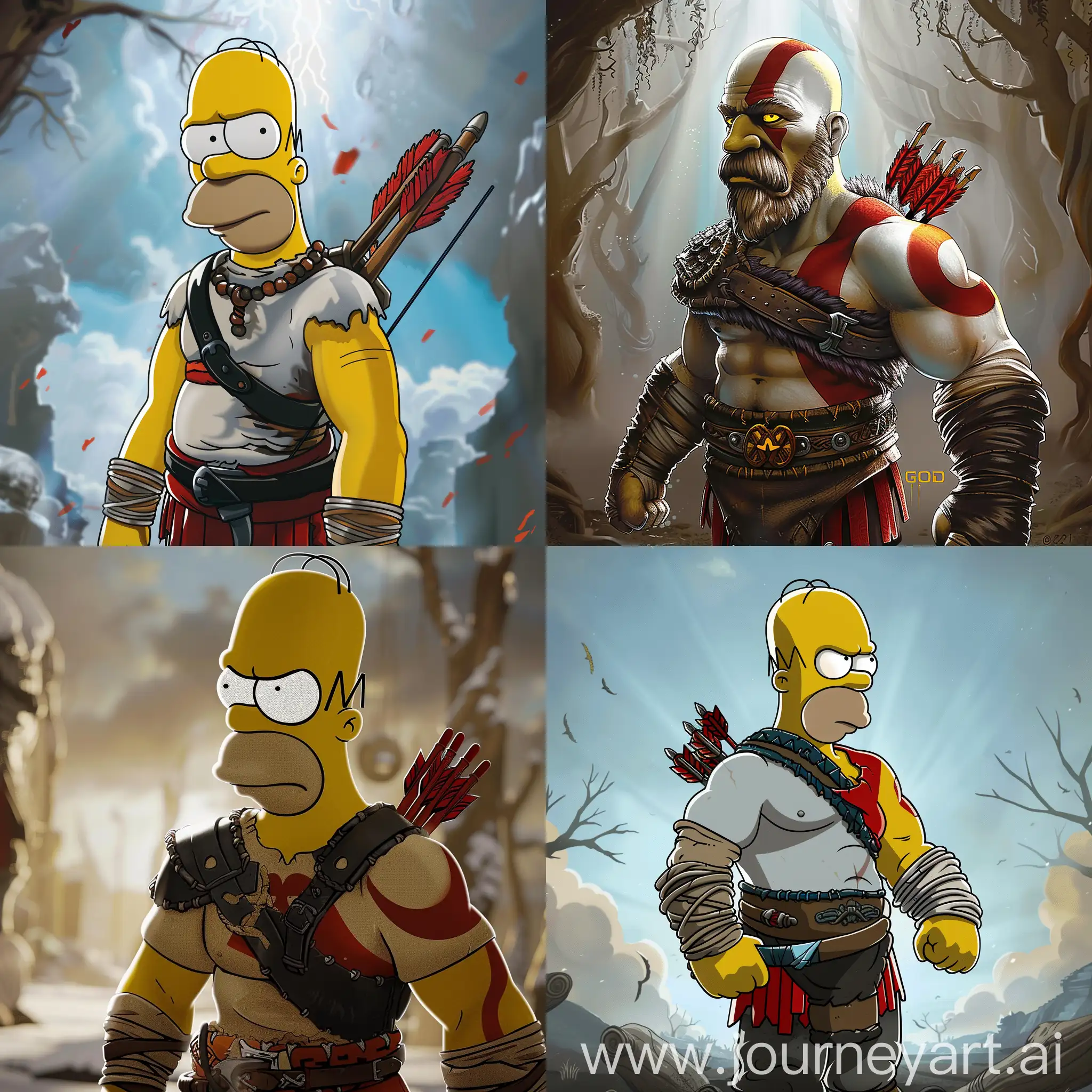 Homer Simpson as Kratos from God of War