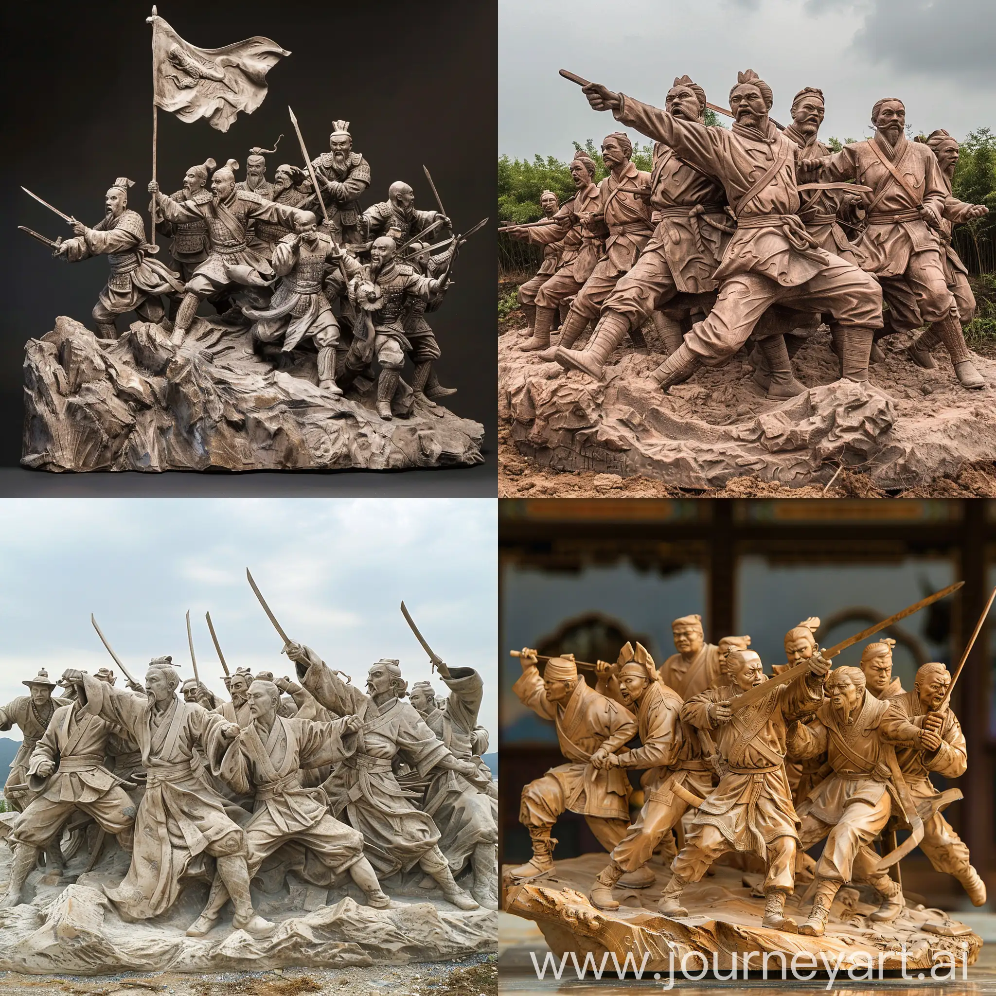 抗日时期福建叶飞将军领队冲锋陷阵的雕塑群