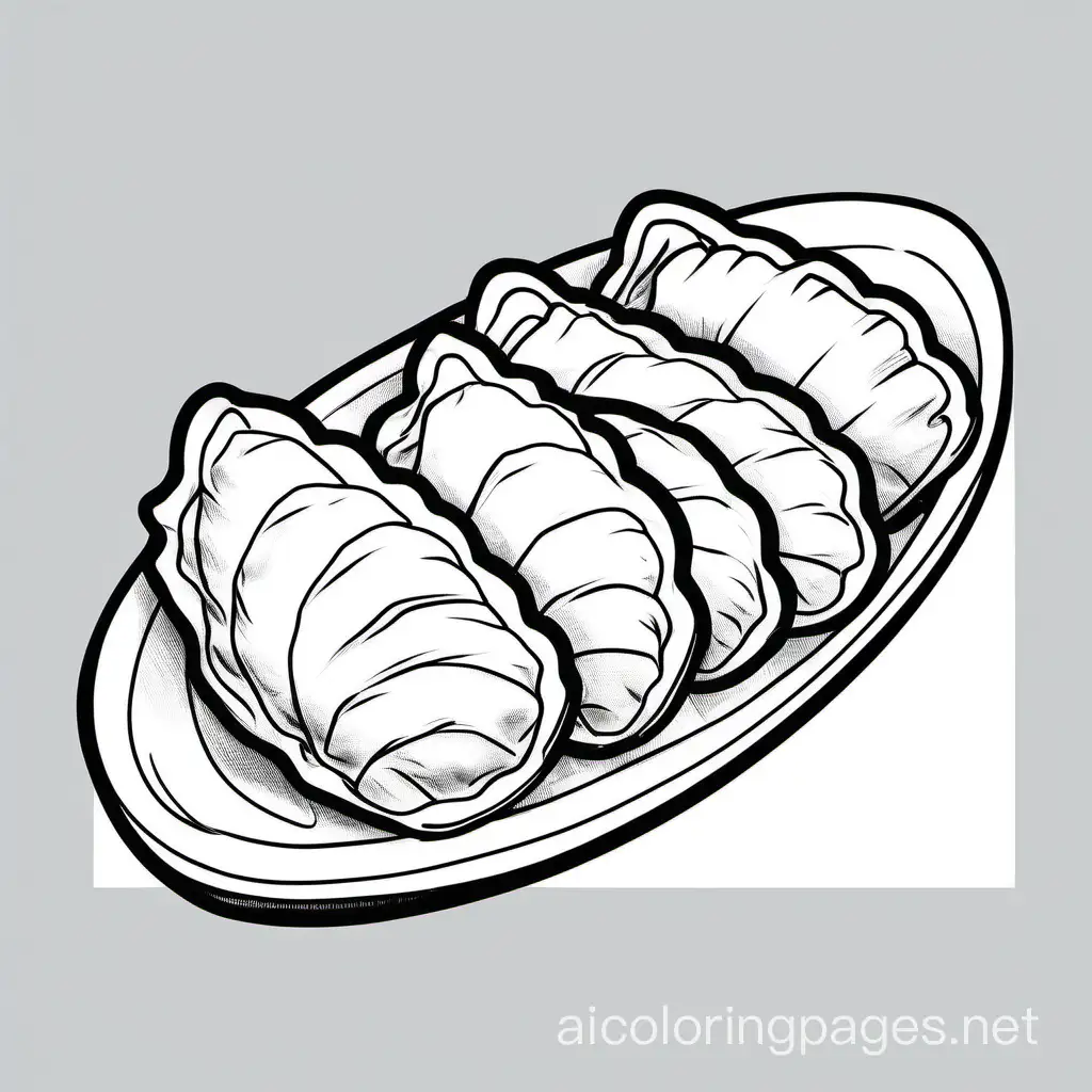 Create a bold and clean line drawing of a  Gyoza .  without any background
, Coloring Page, black and white, line art, white background, Simplicity, Ample White Space. The background of the coloring page is plain white to make it easy for young children to color within the lines. The outlines of all the subjects are easy to distinguish, making it simple for kids to color without too much difficulty