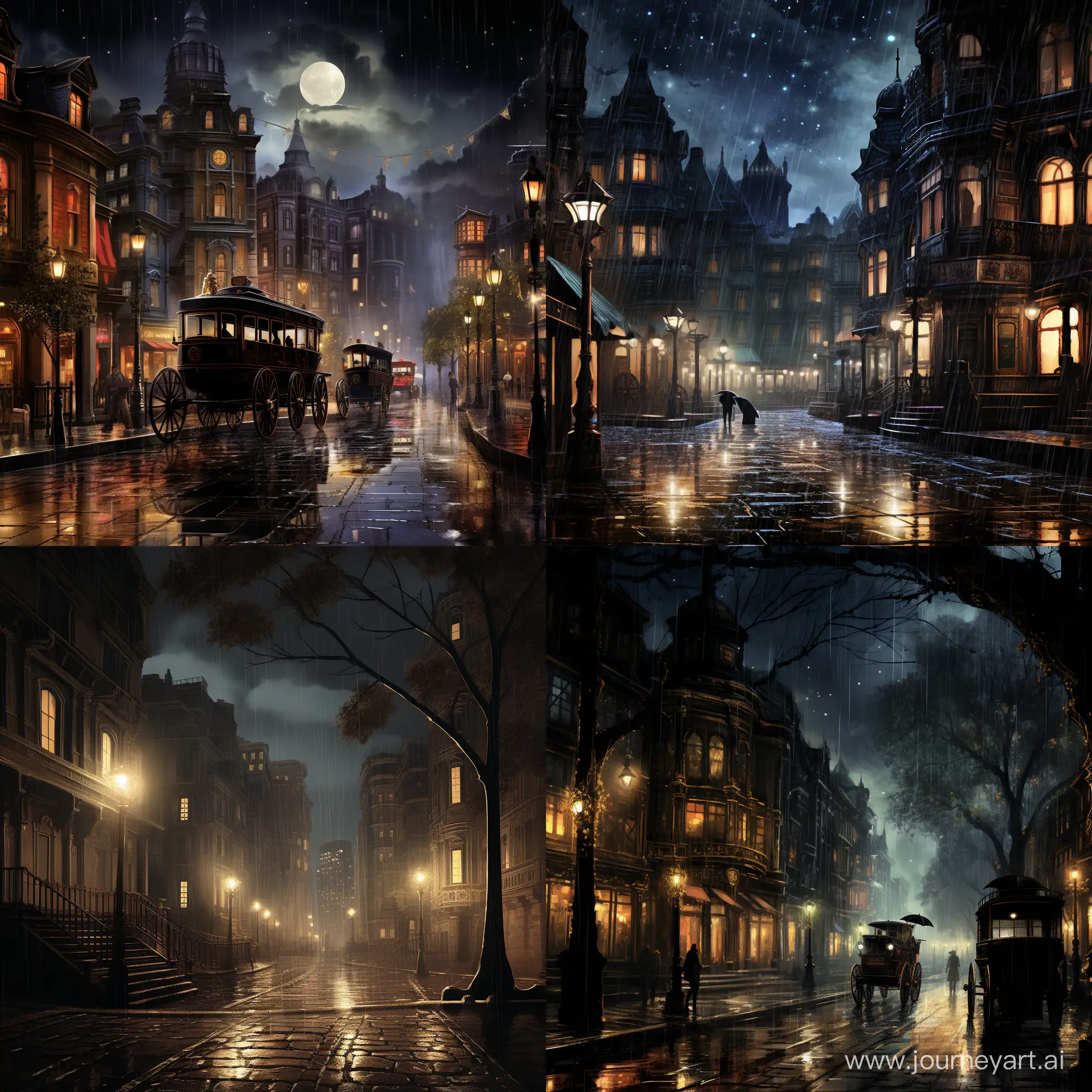 Victorian-City-Night-Rain-Art