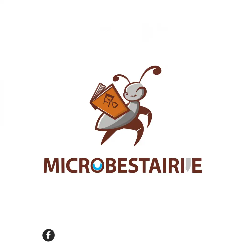 a logo design,with the text 'MicroBestiaire', main symbol:An ant with a book,Moderate,be used in Animals Pets industry,clear background
