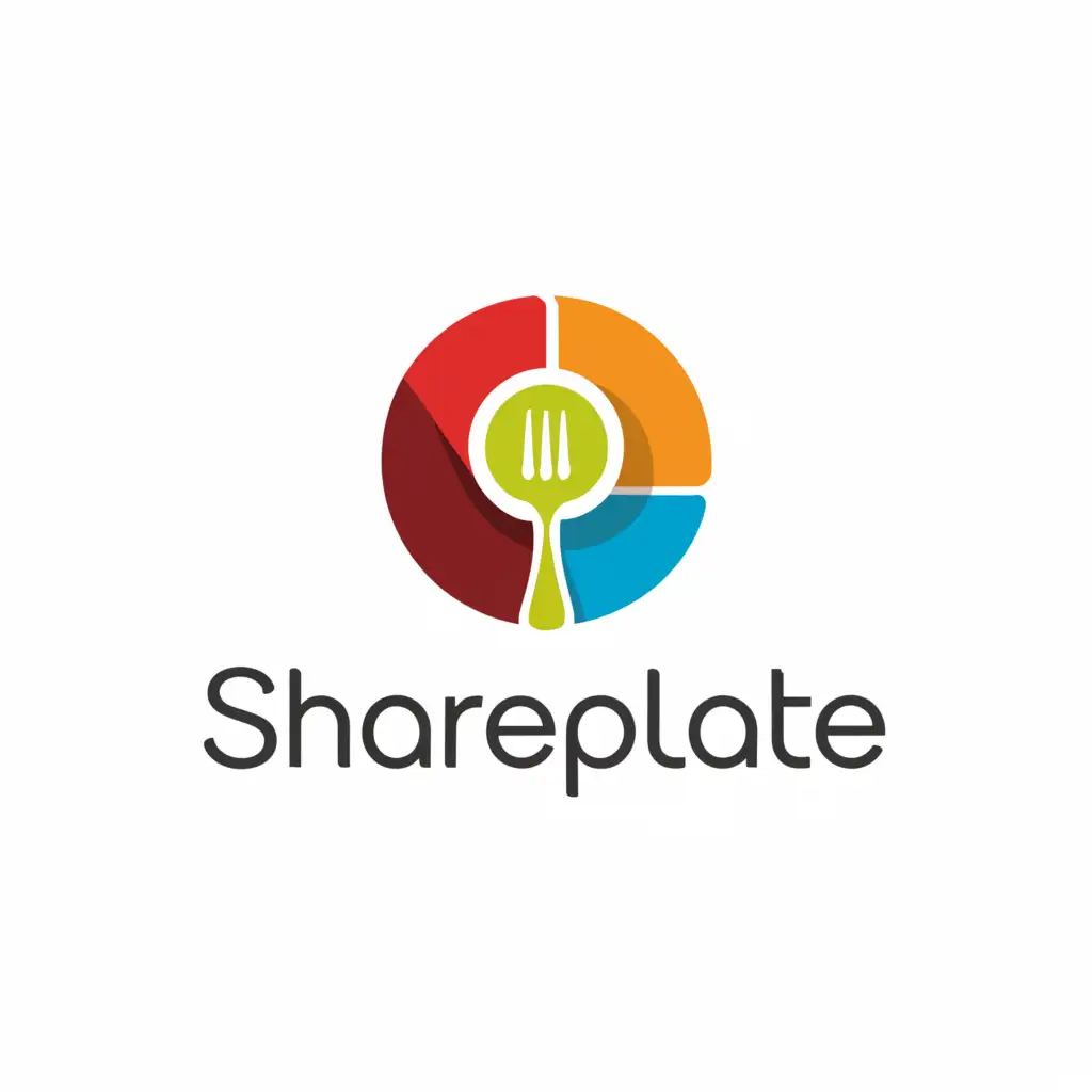 a logo design,with the text 'SharePlate', main symbol:Plate,Moderate,be used in Nonprofit industry,clear background change color of middle