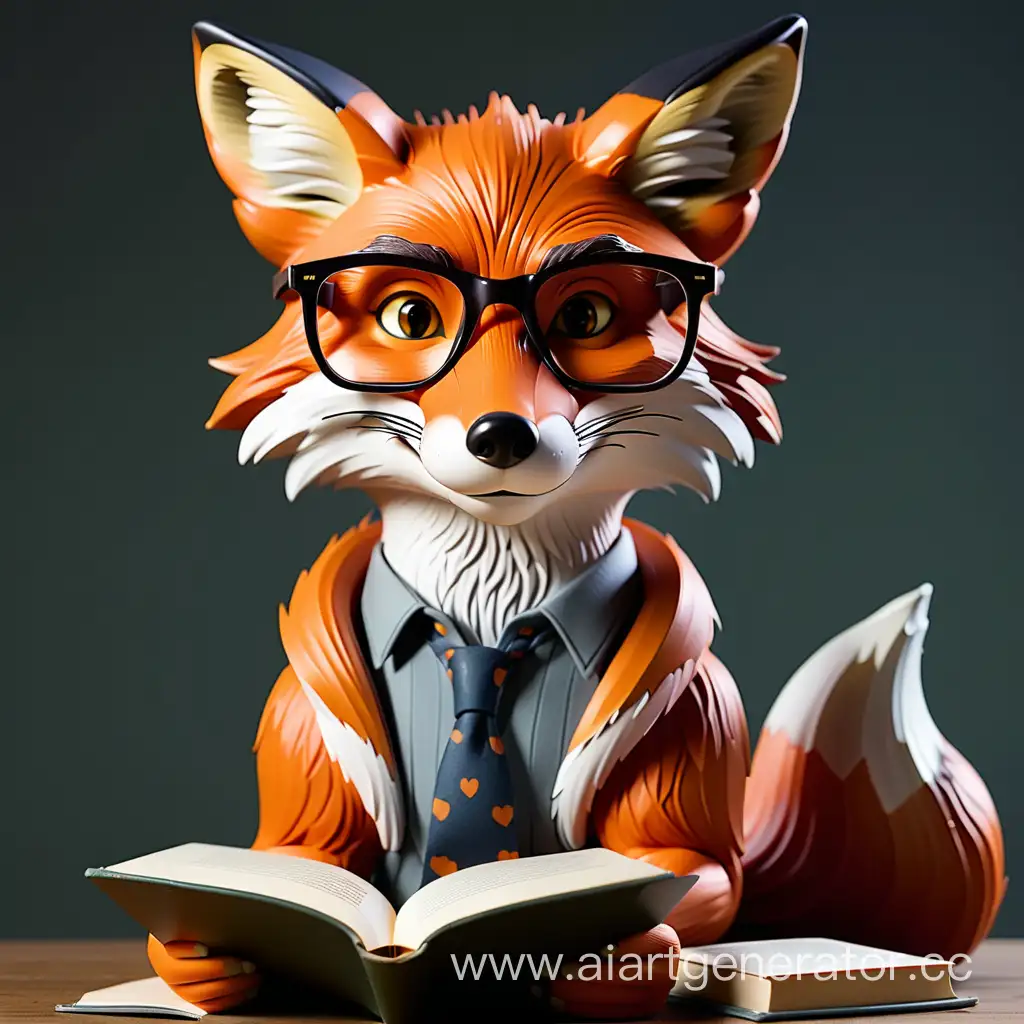 Intelligent-Fox-Reading-a-Book-While-Wearing-Glasses