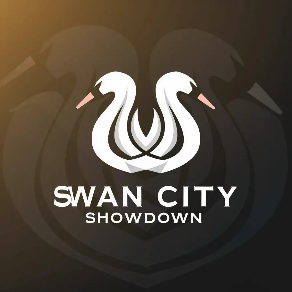 a logo design,with the text "Swan City Showdown", main symbol:White Swan and a Black Swan,Minimalistic,be used in Sports Fitness industry,clear background