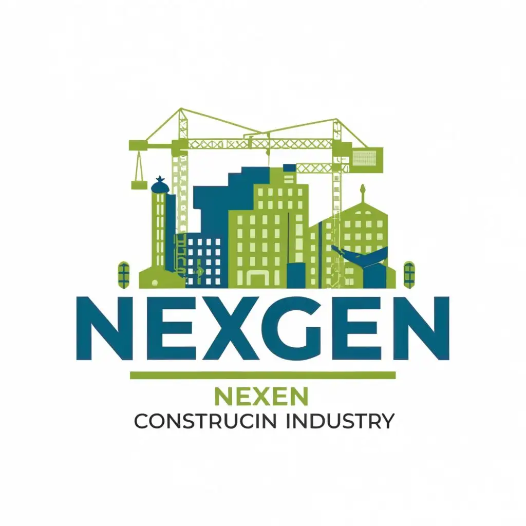 logo, buildings plants
new
fictional
blue
low housing
lower

, with the text "NEXGEN", typography, be used in Construction industry