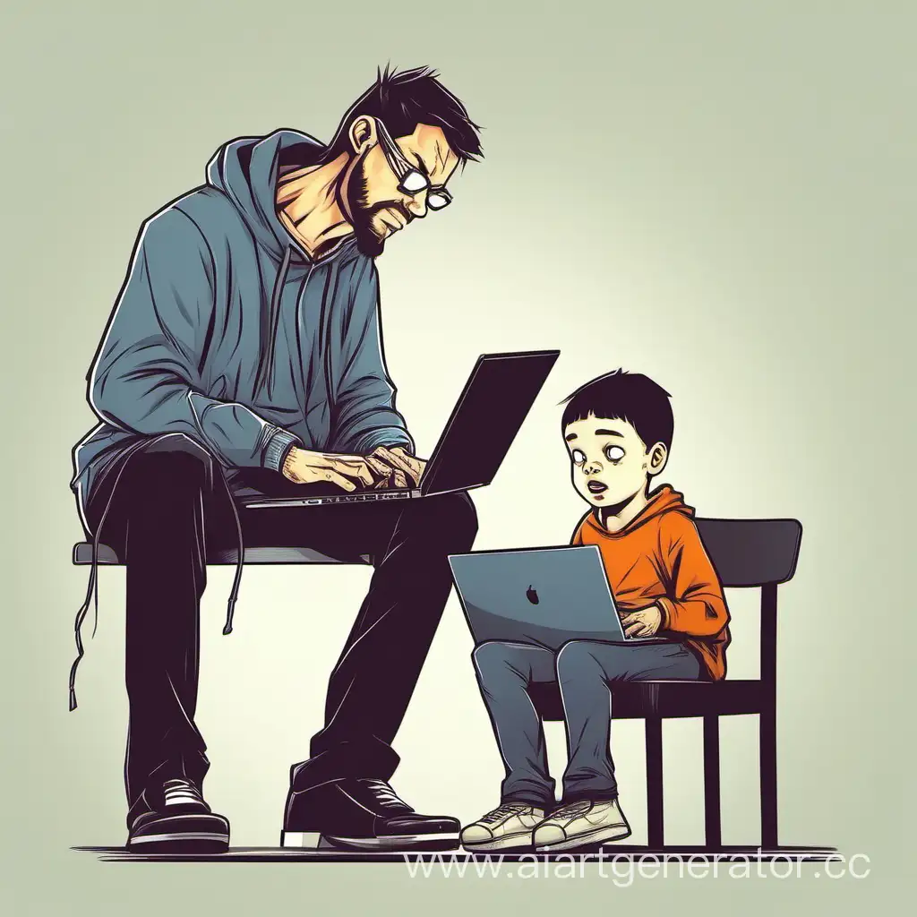 Adult programmer and poor kid
