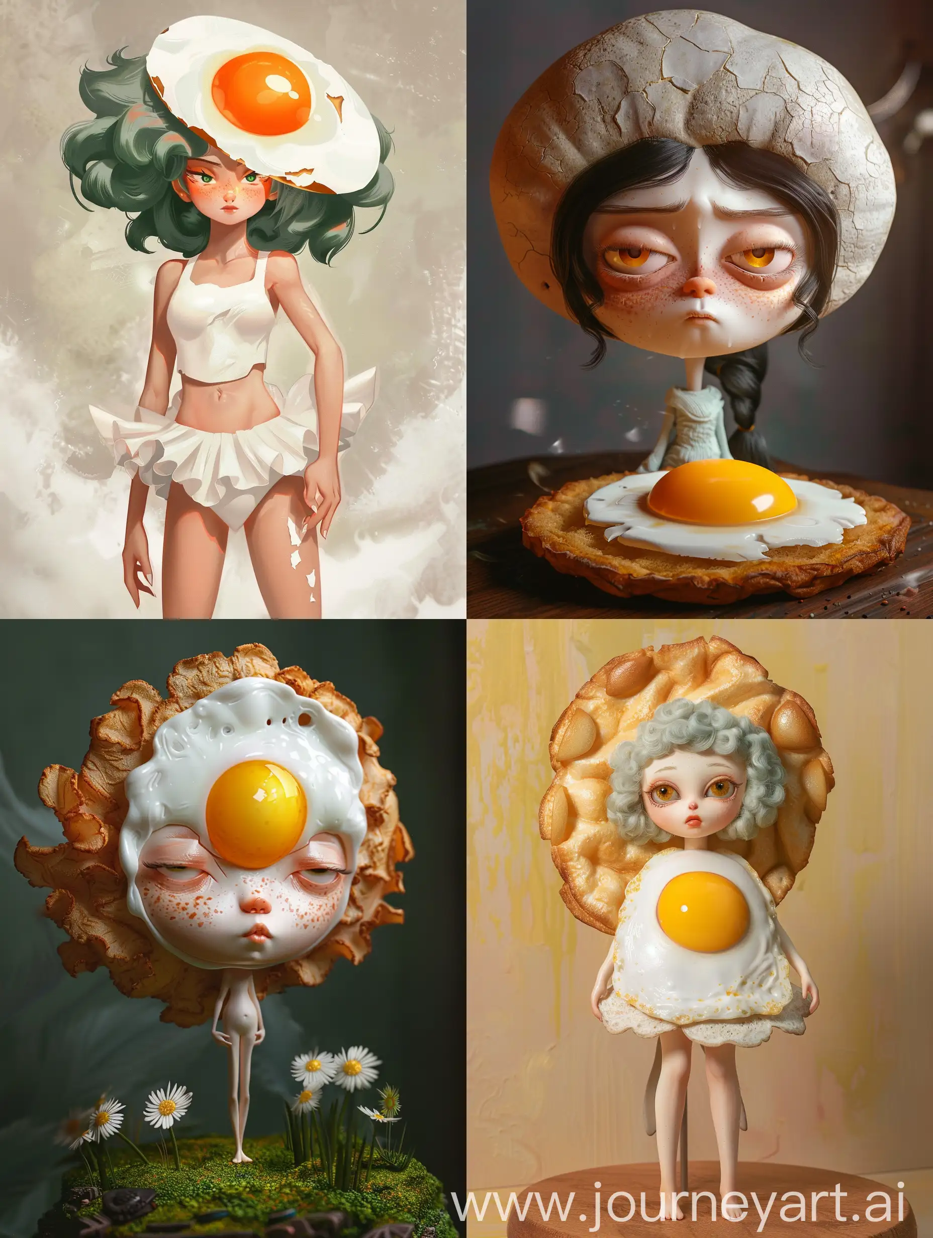 Adorable-Humanized-Fried-Egg-Girl-Character-Illustration
