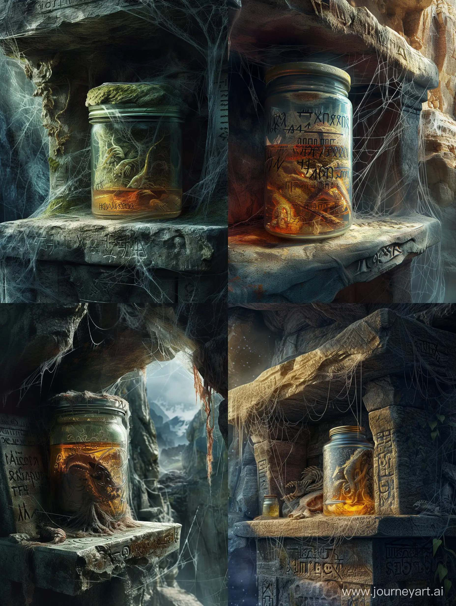 Terrifying-Ancient-World-Dark-Hills-Monsters-in-Jars-and-Runic-Scripts