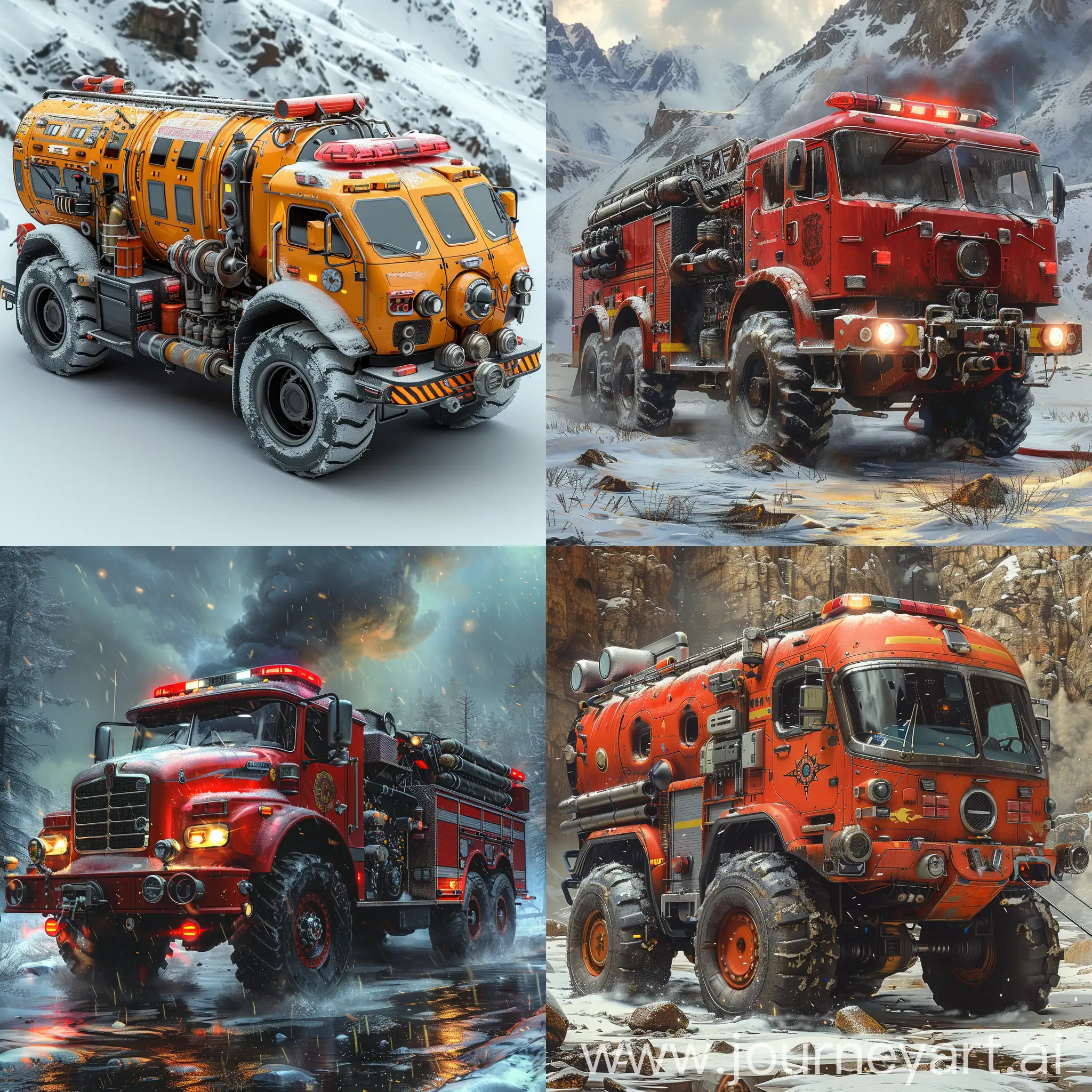 Artistic futuristic fire truck --stylize 1000