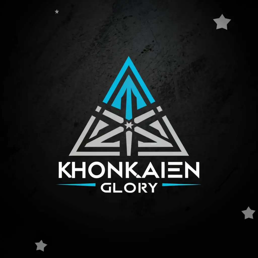 a logo design,with the text "KhonKaen Glory", main symbol:Main logo concept : 3 Stars
Main logo color : White  
Background : Blackblue,complex,be used in Retail industry,clear background