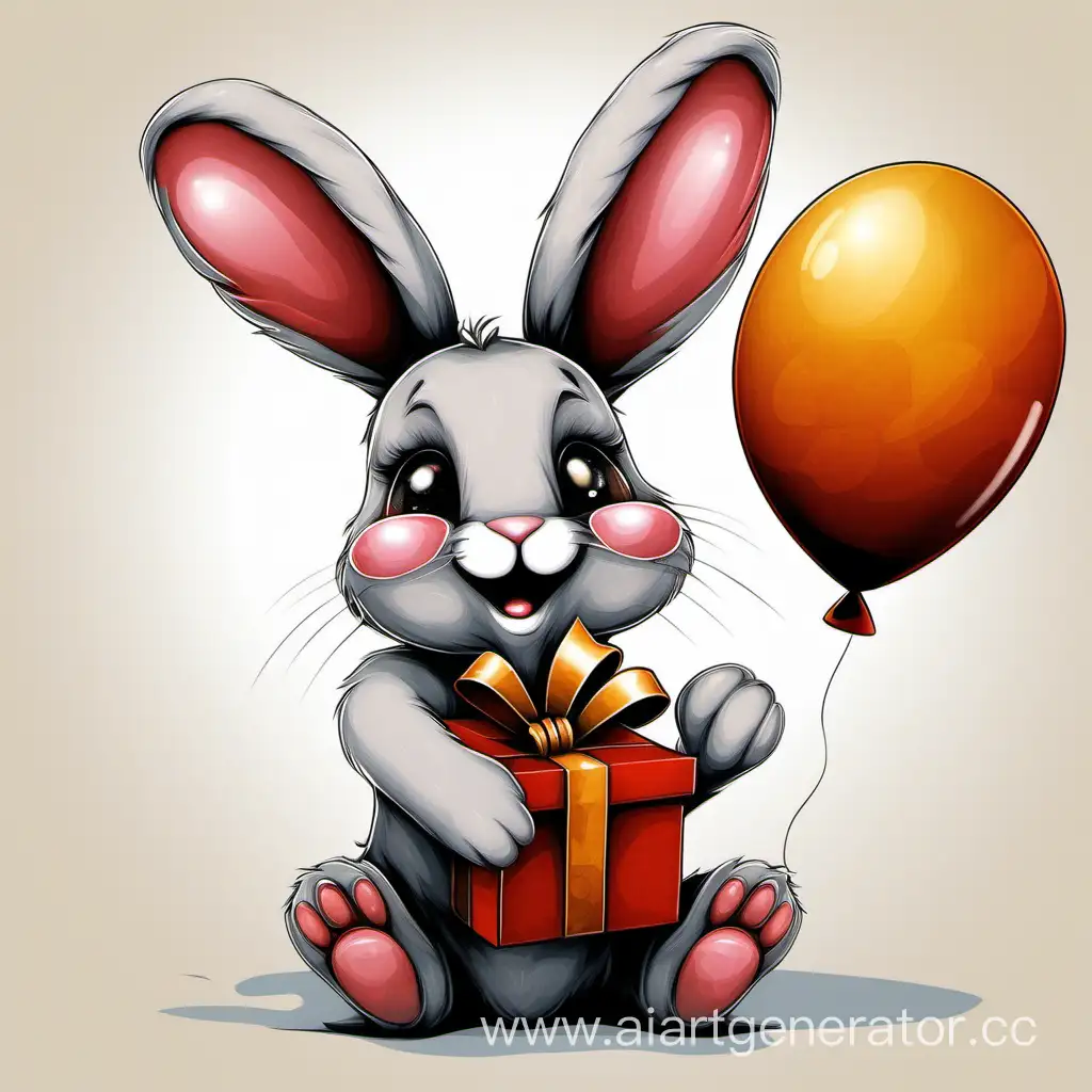 Adorable-Bunny-with-Gift-and-Balloon-Heartwarming-Animal-Art