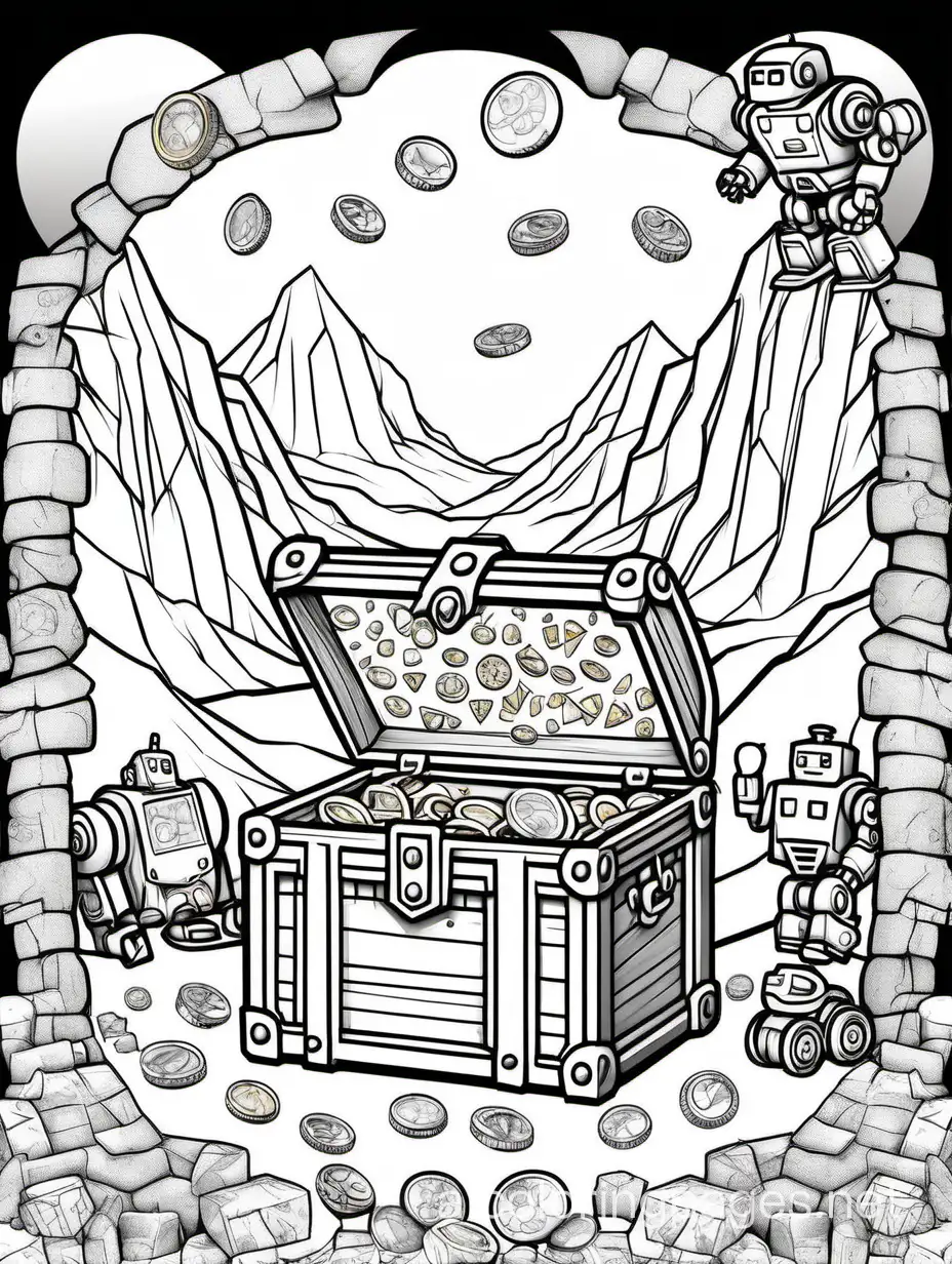Robot-Guarding-a-Glittering-Treasure-Chest-Coloring-Page