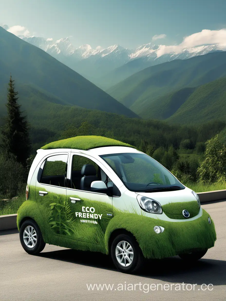 Реклама экоавтомобиля в горах