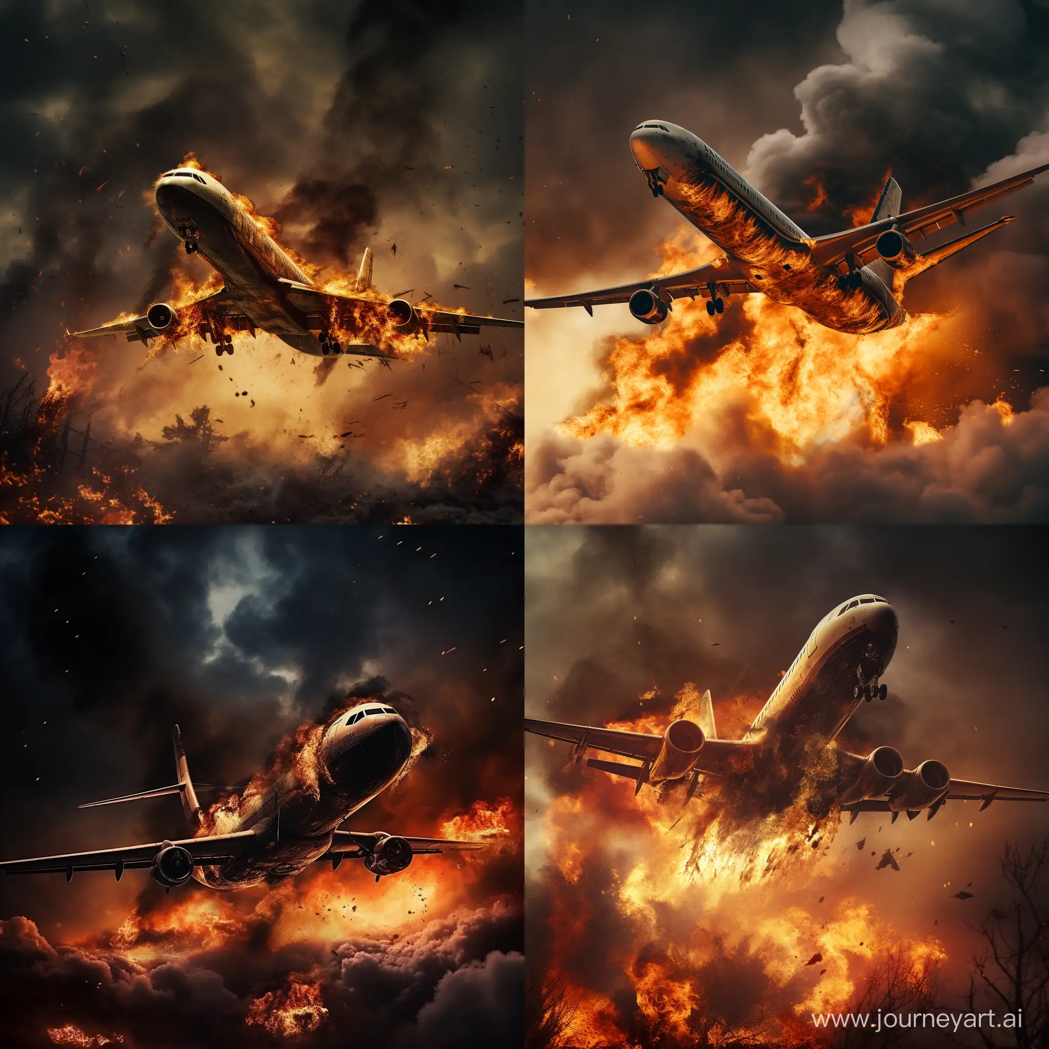 Dramatic-Plane-Crash-Scene-Aircraft-Plunging-and-Engulfed-in-Flames