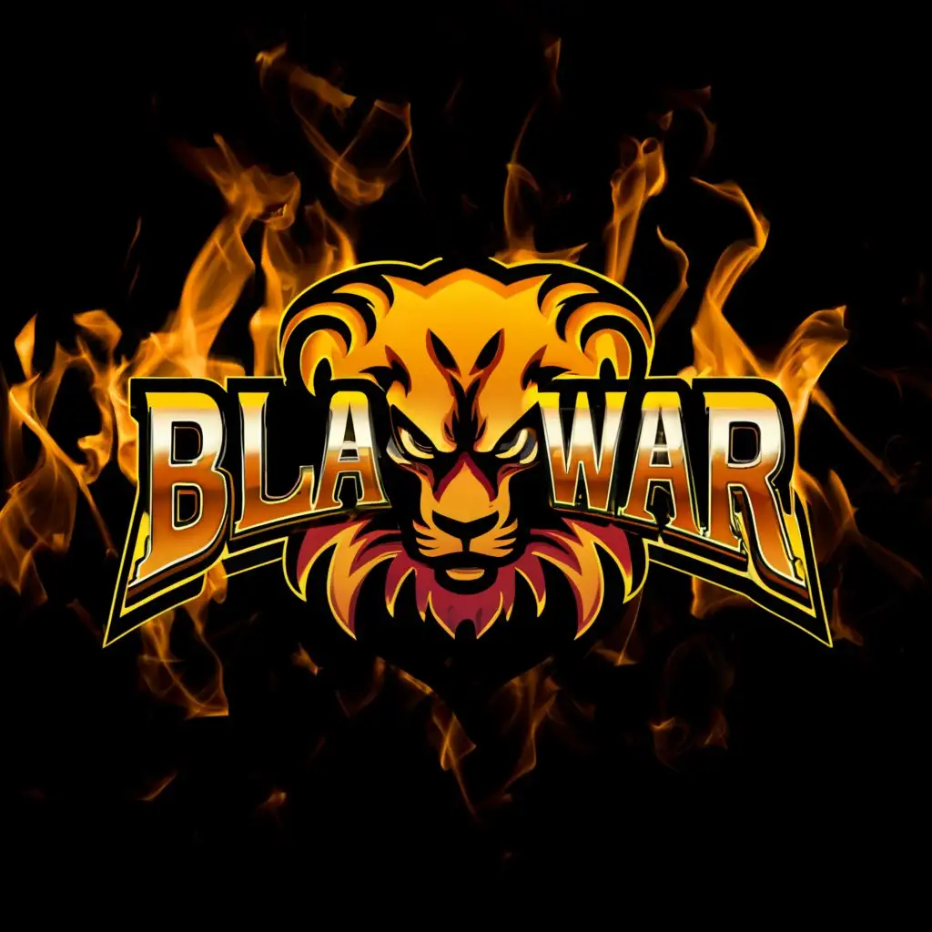 a logo design,with the text "BlazeWar", main symbol:"""
Fire art, lion 
""",complex,clear background
