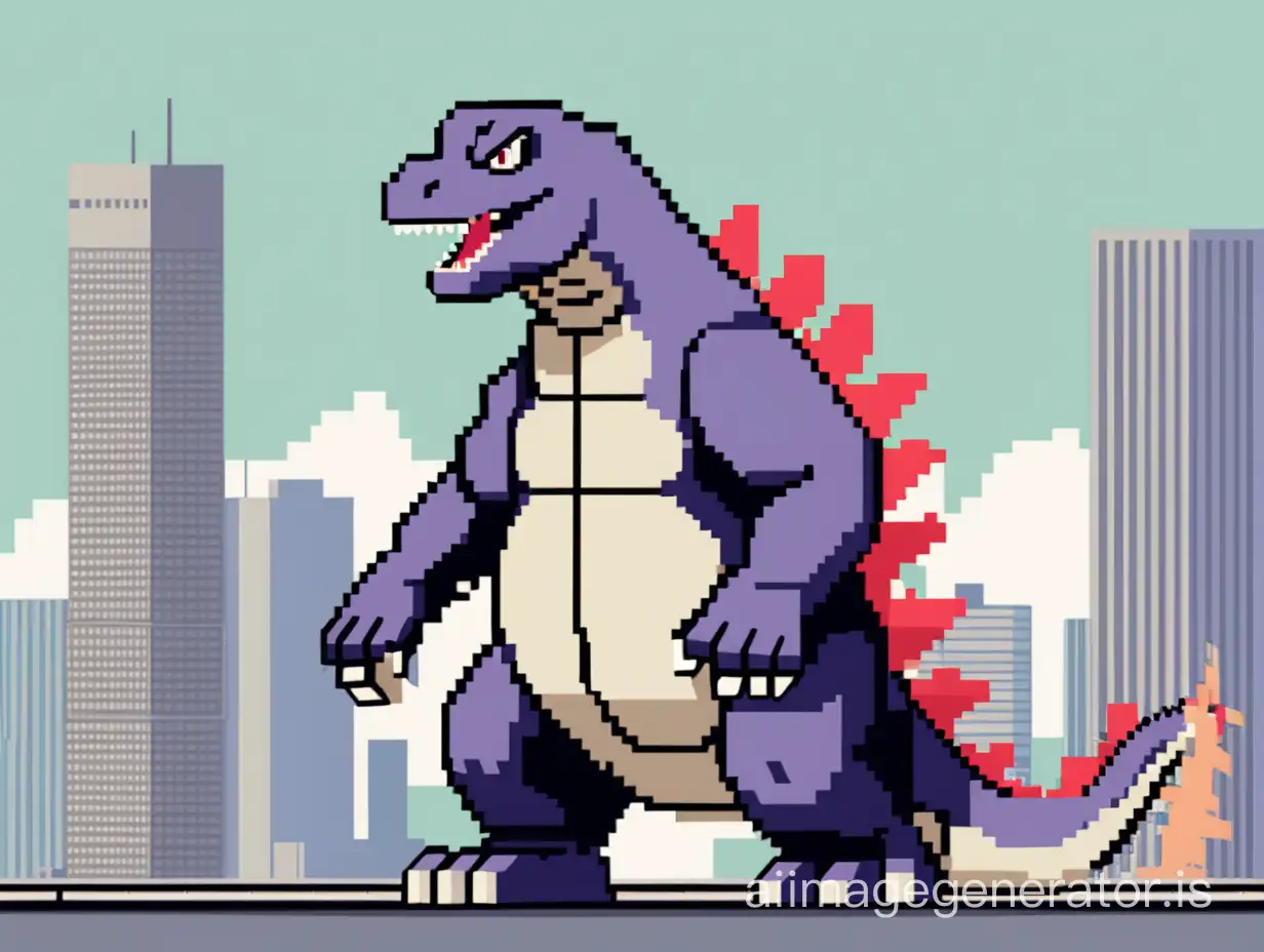 A slightly cute pixel-like Godzilla