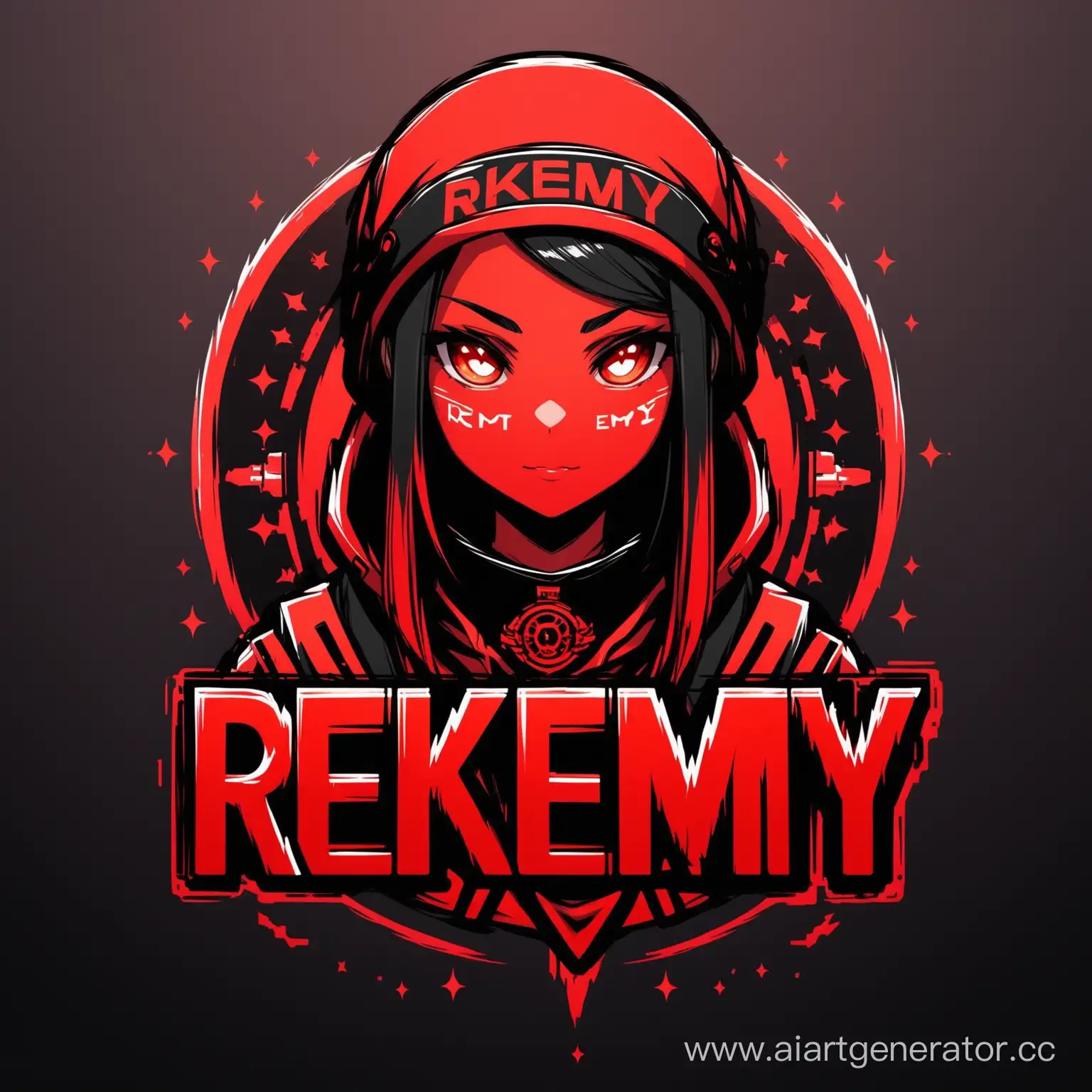 создай аватарку с надписью по середине ReKemY в красном и черном стиле