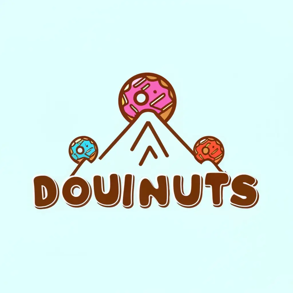 a logo design,with the text "DOUI NUTS", main symbol:Donuts on Mountain,Moderate,clear background