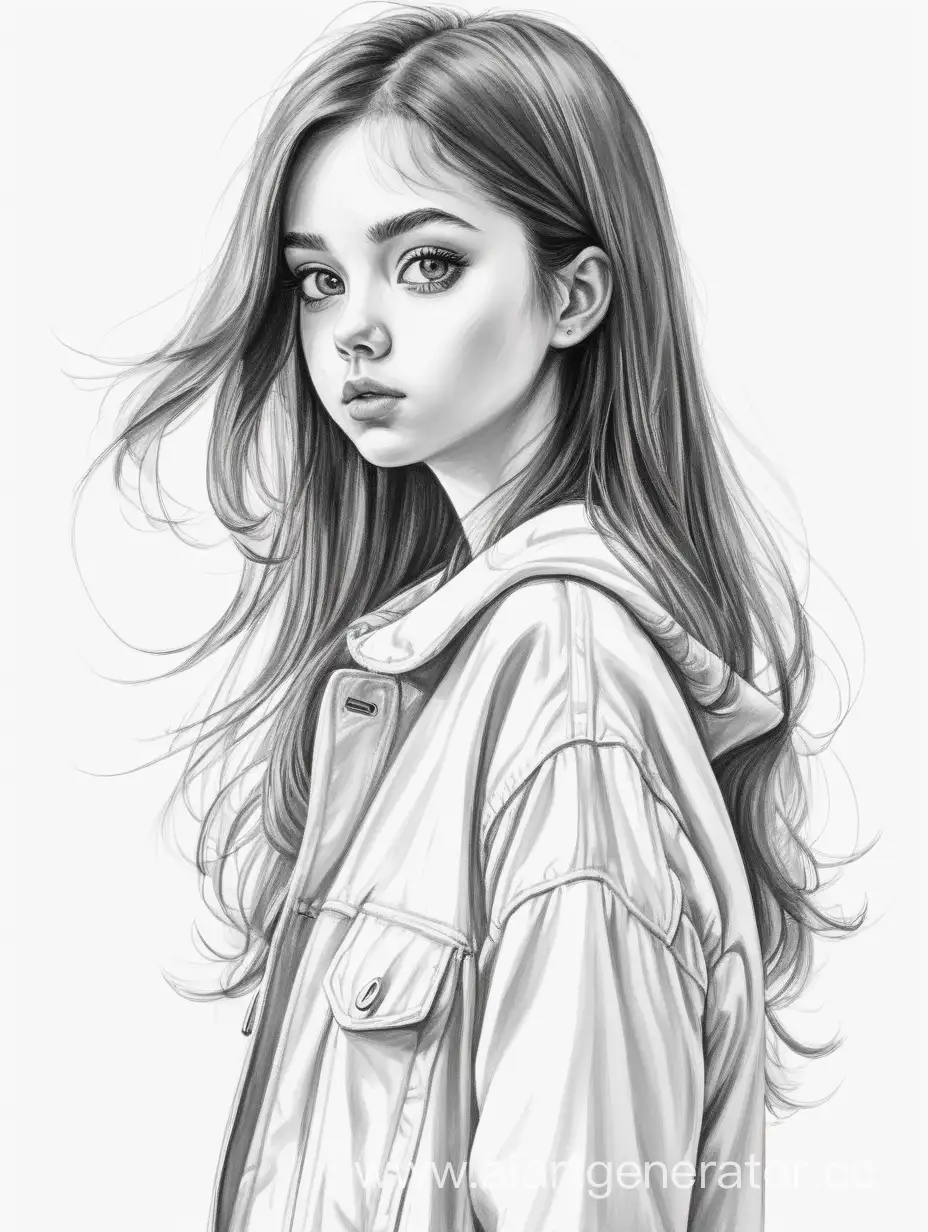 Beautiful-Girl-Portrait-Meticulously-Drawn-FullHeight-Figure-with-Direct-Gaze