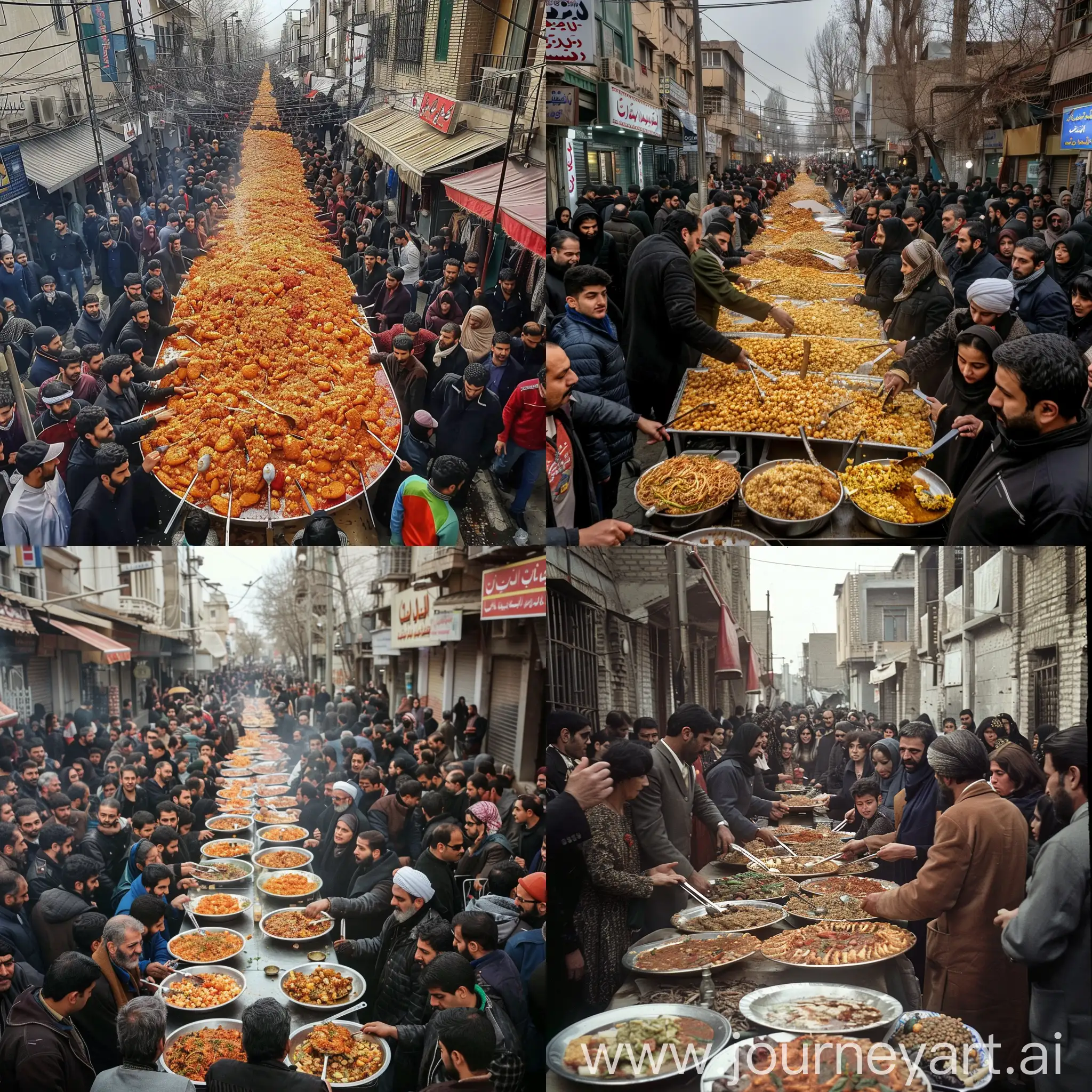 The celebration of eating Iranian people in Chiraghani Street
