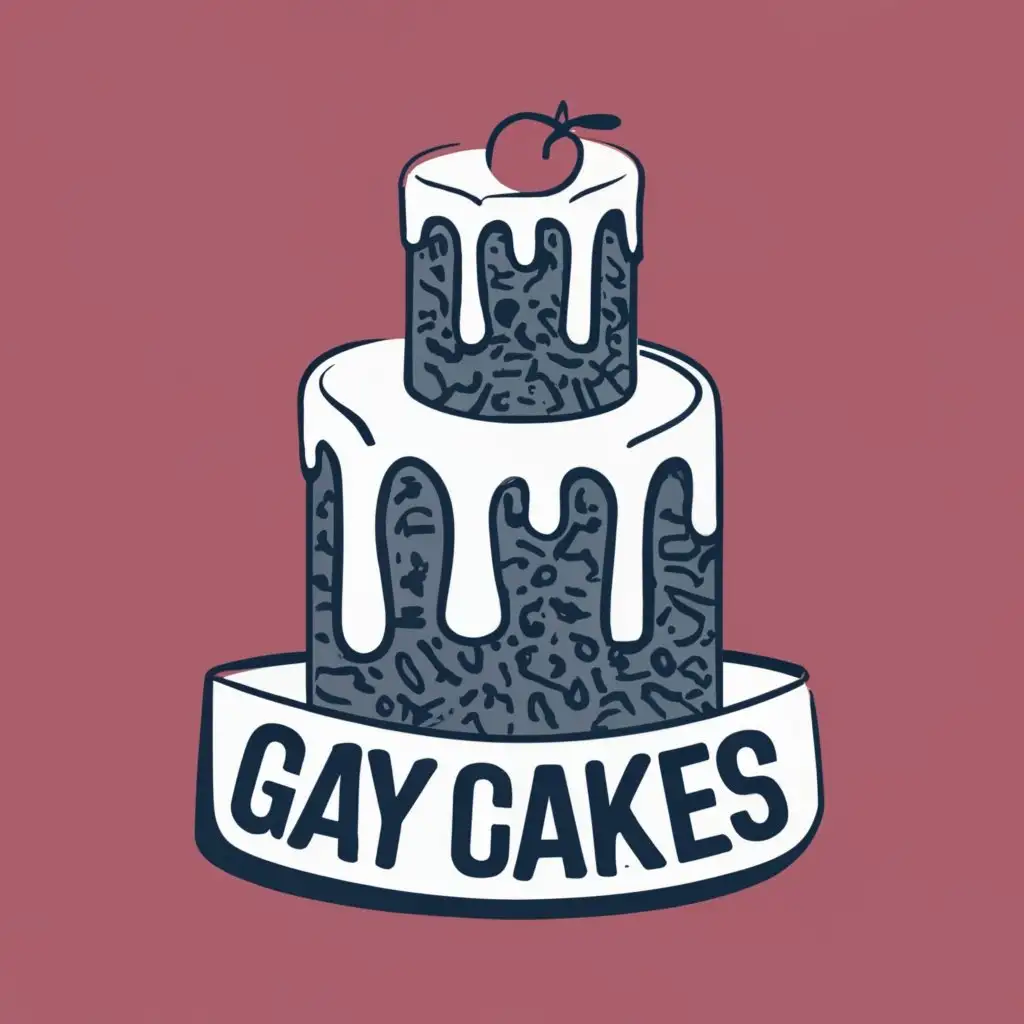 logo, cake, with the text "Gay Cakes", typography