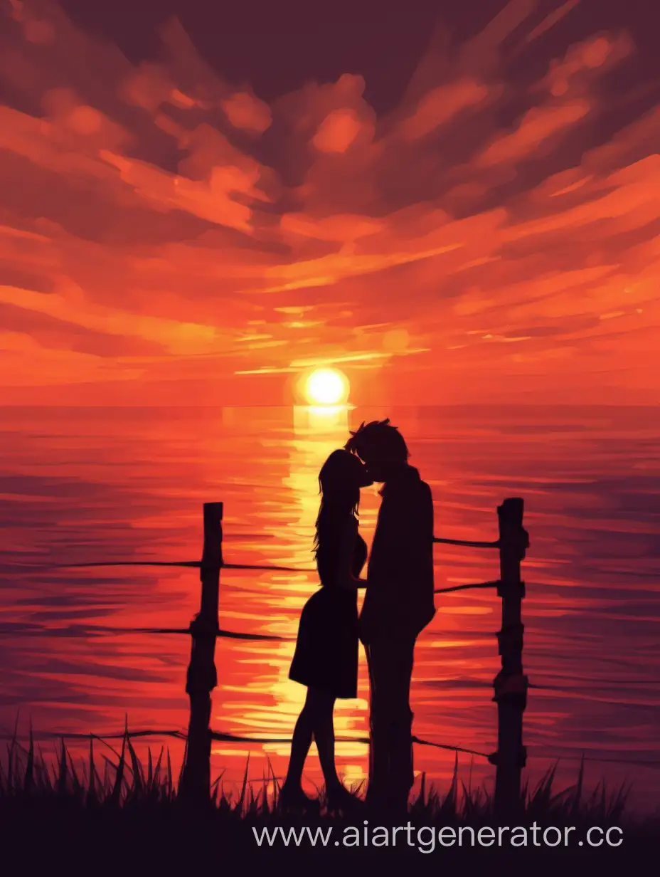 Romantic-Sunset-Watching-Loving-Couples-Passionate-Kiss