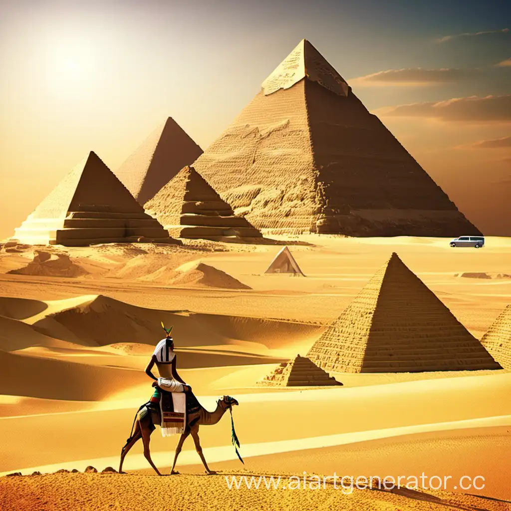 Египетские пирамиды, сфинкс, фараон, пустыня 