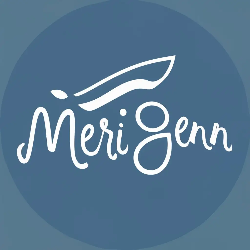 logo, boat for fishing mussels, with the text "MERI GENN", typography
