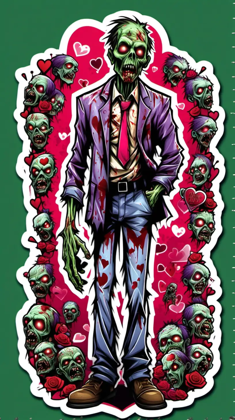 VALENTINES DAY ZOMBIE FULL FIGURE STICKER STYLE


