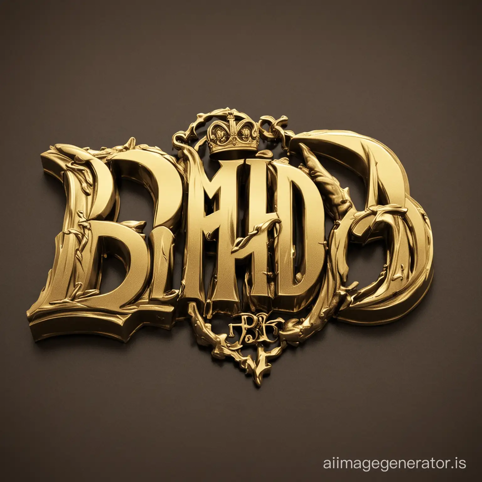 Create branding logo for "B. Murda" Make the logo a gold metallic 3-D image combination of gang life