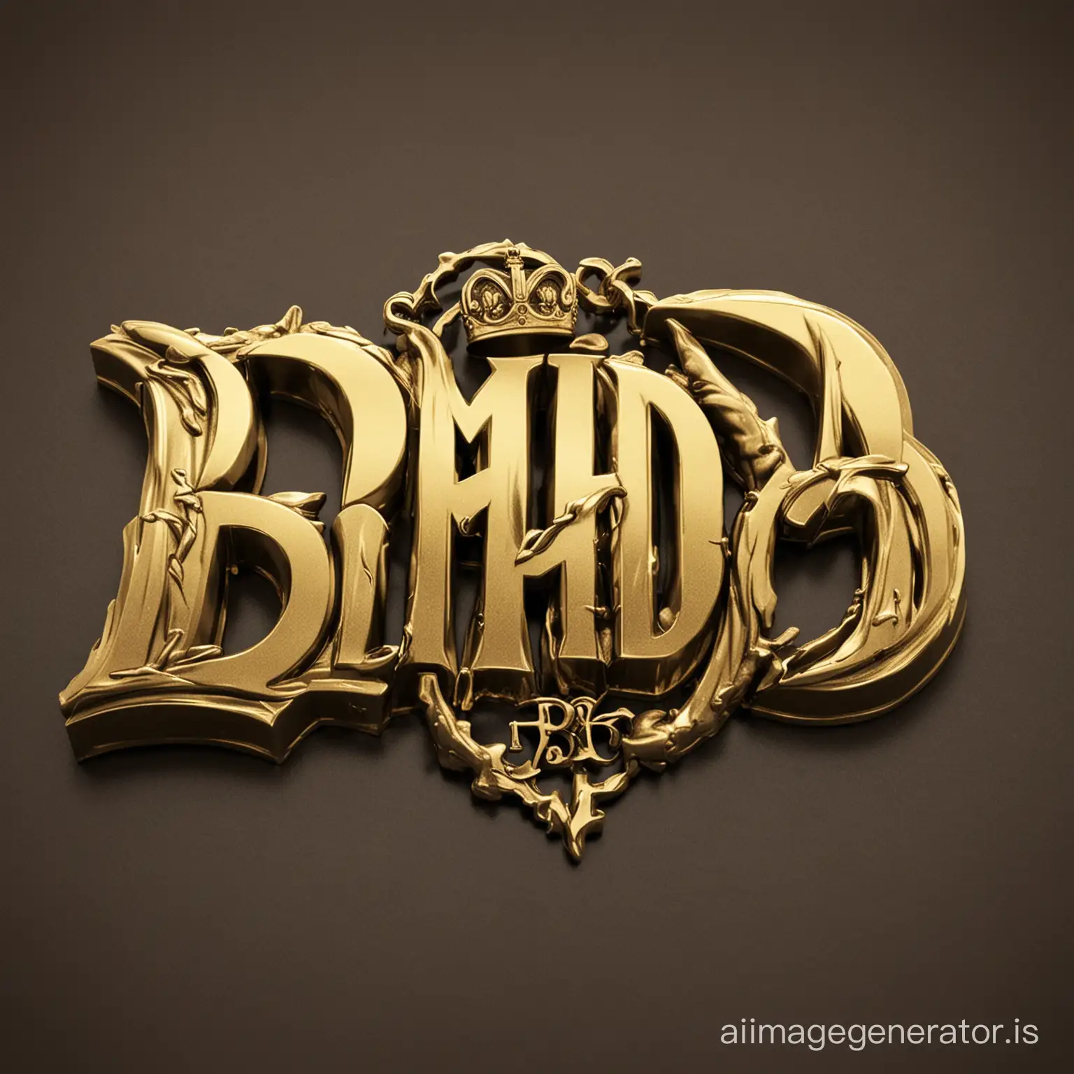 Create branding logo for "B. Murda" Make the logo a gold metallic 3-D image combination of gang life 