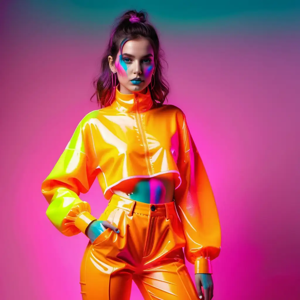 Futuristic Neon Holi Fashion Editorial Vibrant Colors and 80s Retro Vibes