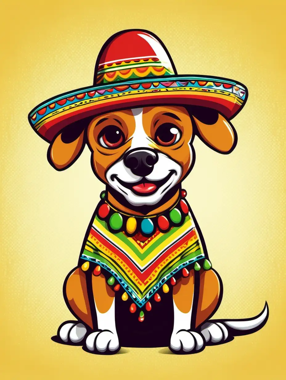 Vibrant Cinco de Mayo Dog Cartoon Illustration