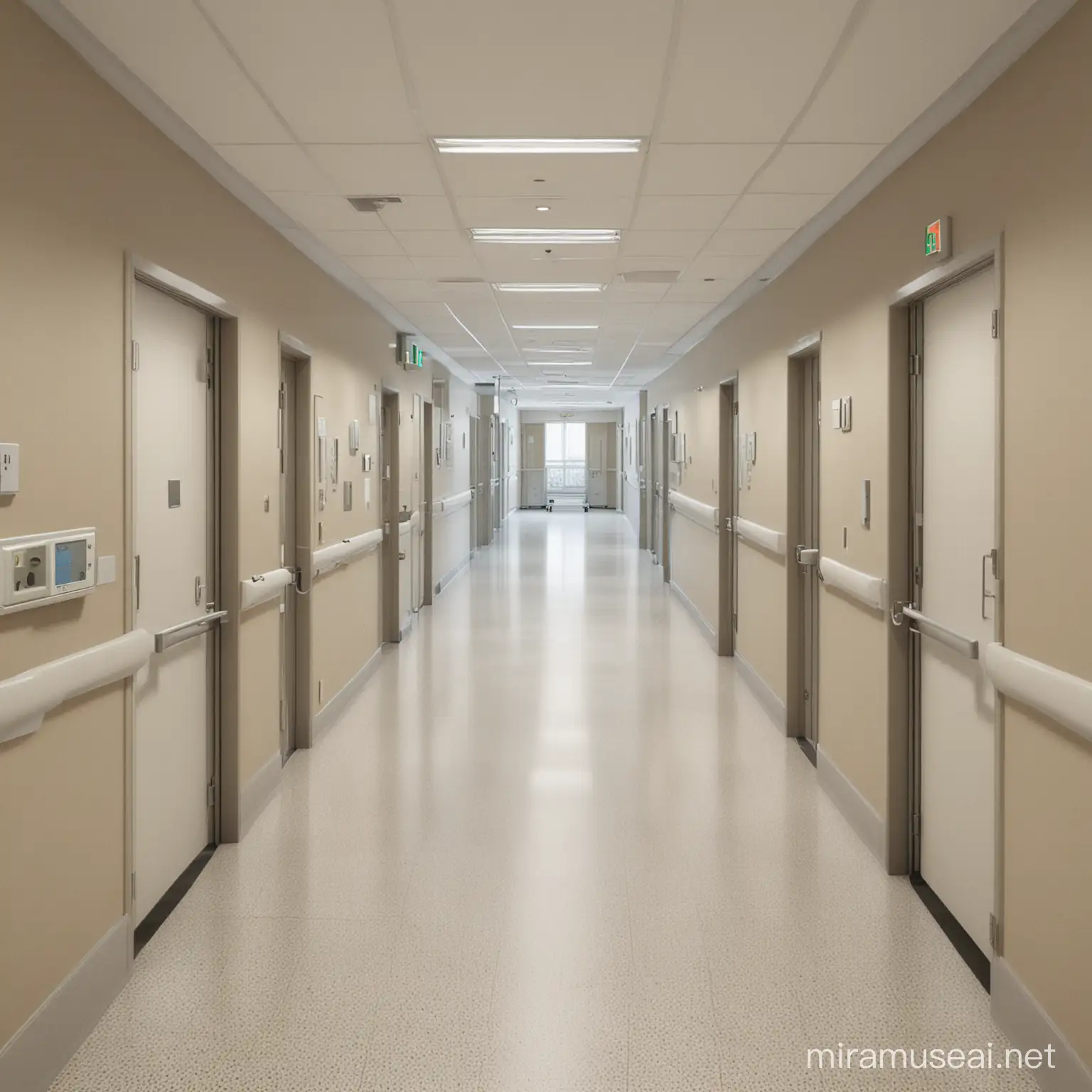 HighResolution 3D Hospital Interior Spacious Room and Welcoming Corridor