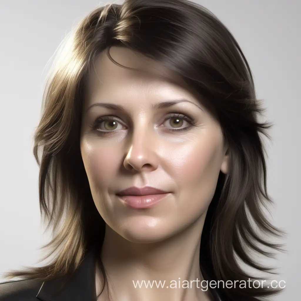 Realistic-Portrait-of-a-47YearOld-Woman-with-Brunette-and-Blonde-Hairstyles