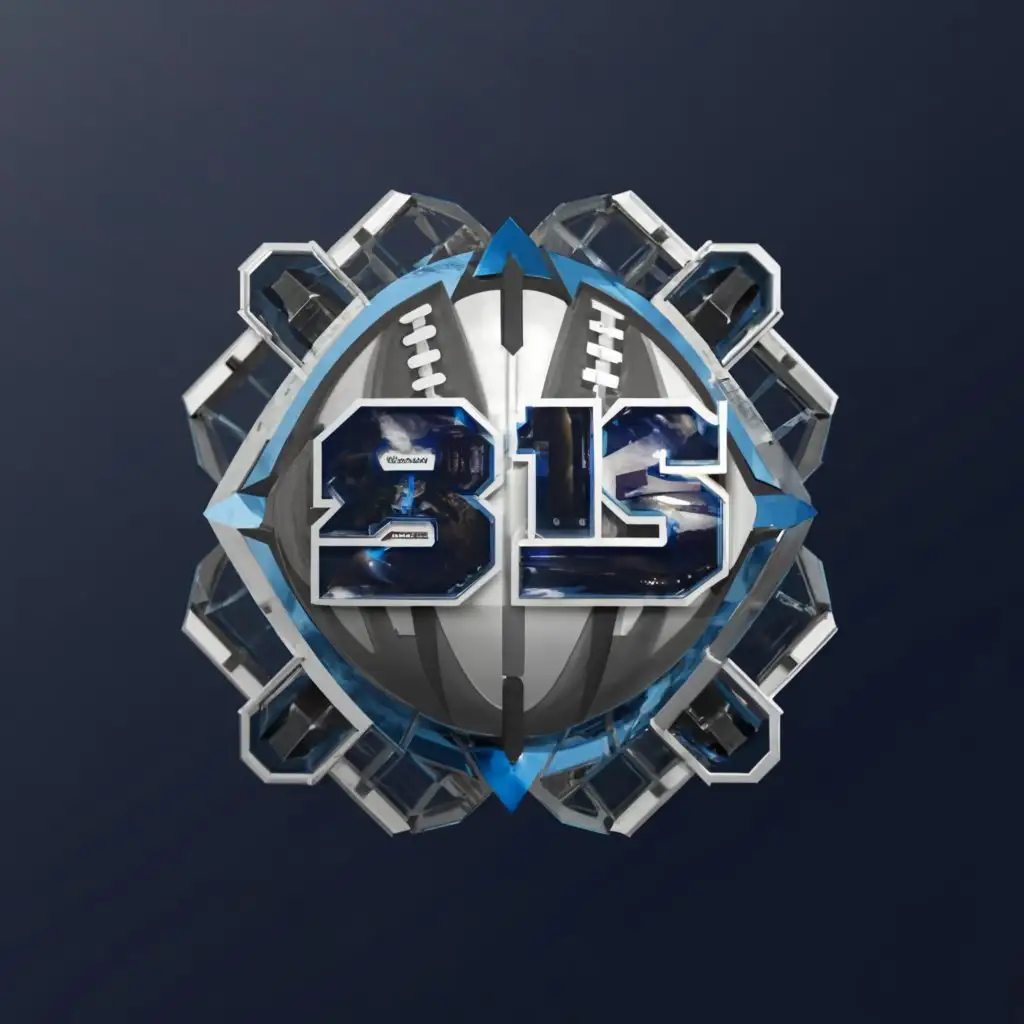a logo design,with the text "DBOTRON 81S CARDS", main symbol:fOOTBALL BLUE, wHITE AND SILVER,complex,clear background