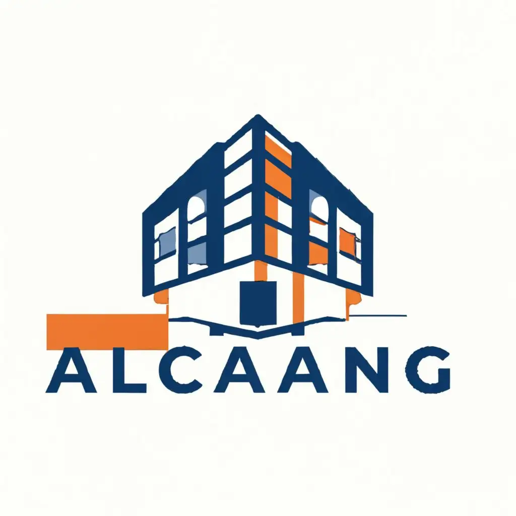 logo, building, with the text "alcalang", typography