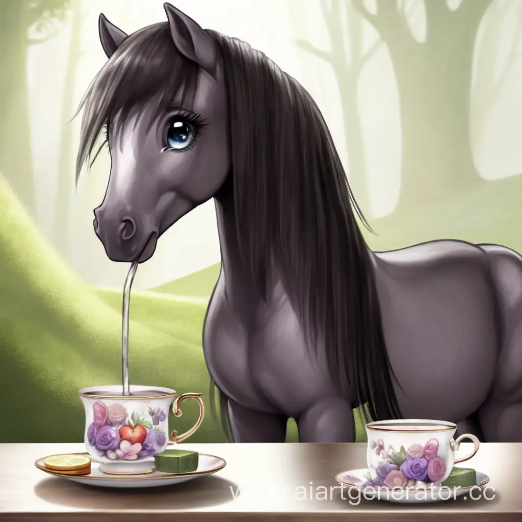 Adorable-Pony-Enjoying-a-Delightful-Tea-Time