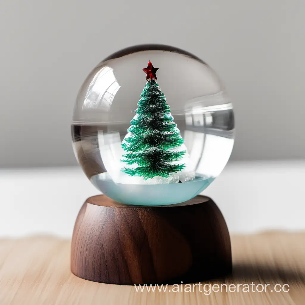 Transparent-Epoxy-Resin-Christmas-Tree-Ornament-on-Wooden-Base