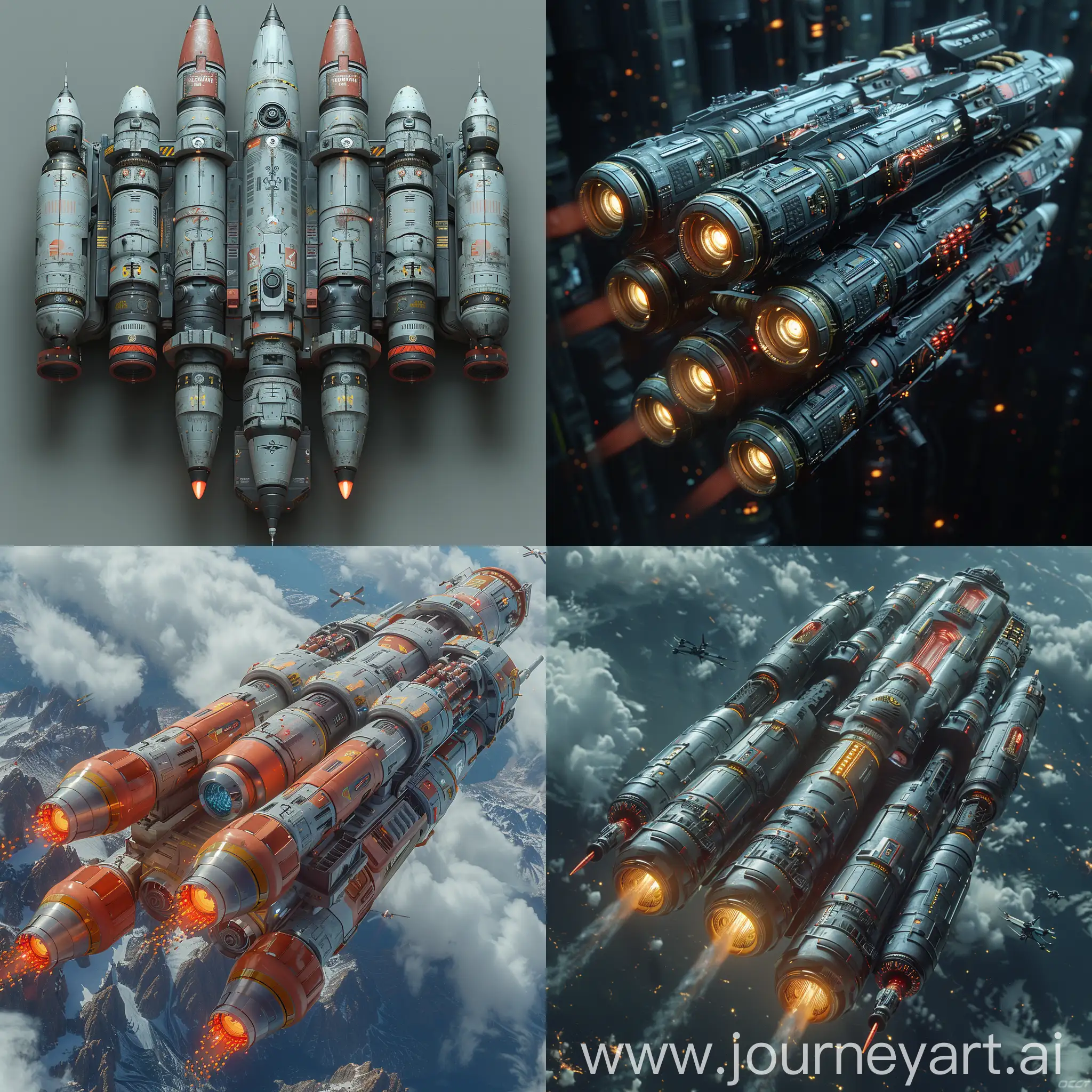 Futuristic multiple missile launcher (weapon), Automated Targeting System, Stealth Mode, Swarm Technology, Long-Range Precision, Modular Design, Self-Healing Technology, Electromagnetic Railgun, Holographic User Interface, Energy Shield, Drone Integration, Solar-Powered, Recyclable Materials, Minimal Emissions, Biodegradable Payloads, Efficient Energy Consumption, Water-Based Cooling System, Regenerative Braking, Carbon Offset Program, Smart Power Management, Eco-Friendly Disposal, Reinforced Armor Plating, Shock Absorption System, Blast-Resistant Design, Vibration Dampening Technology, Ballistic Protection, Emergency Shutdown Mechanism, Redundant Systems, Ruggedized Electronics, Impact-Resistant Coatings, Crush Zones, octane render --stylize 1000