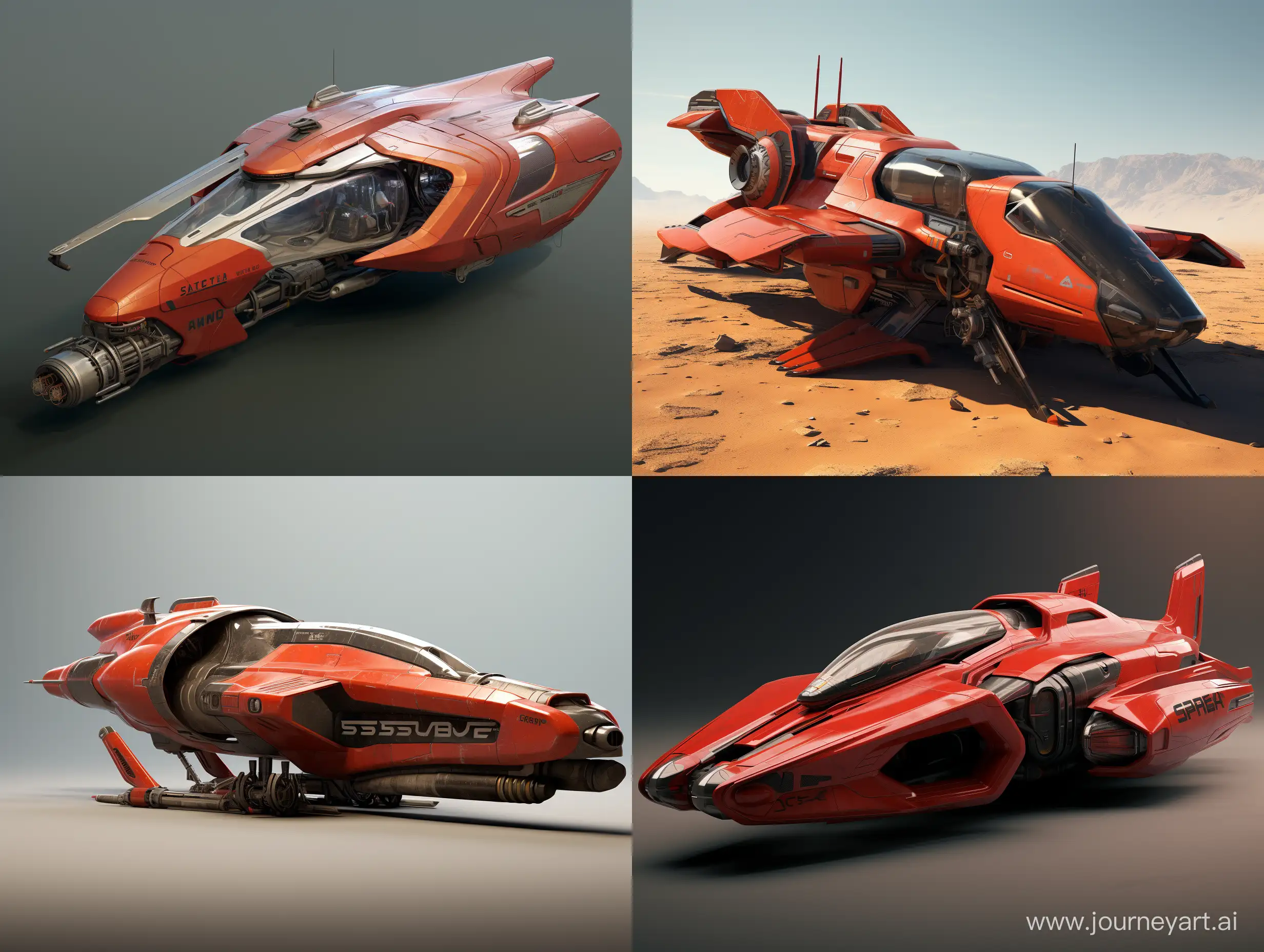 Retro-SciFi-Red-Sport-Research-Spacecraft-with-Industrial-Details