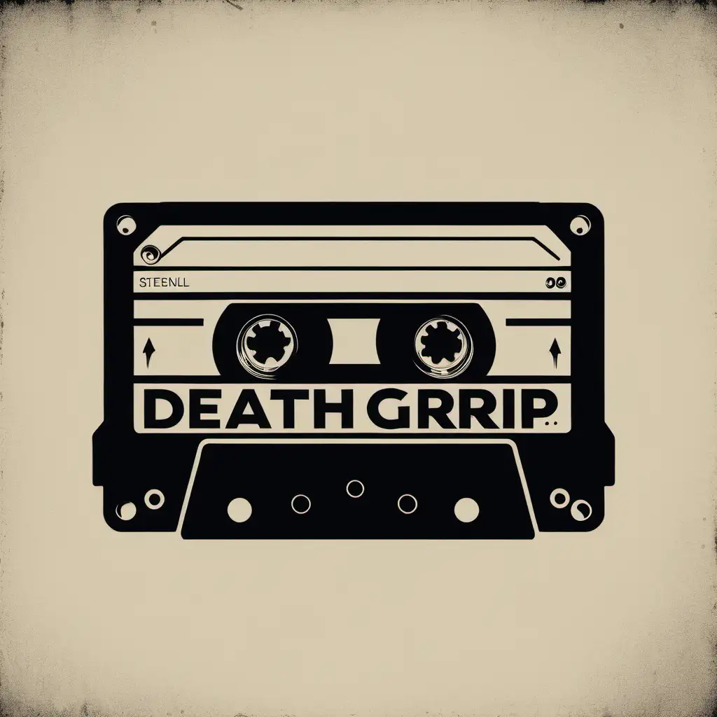 Minimalist Vector Art of DeathGrip Stencil Cassette Tape