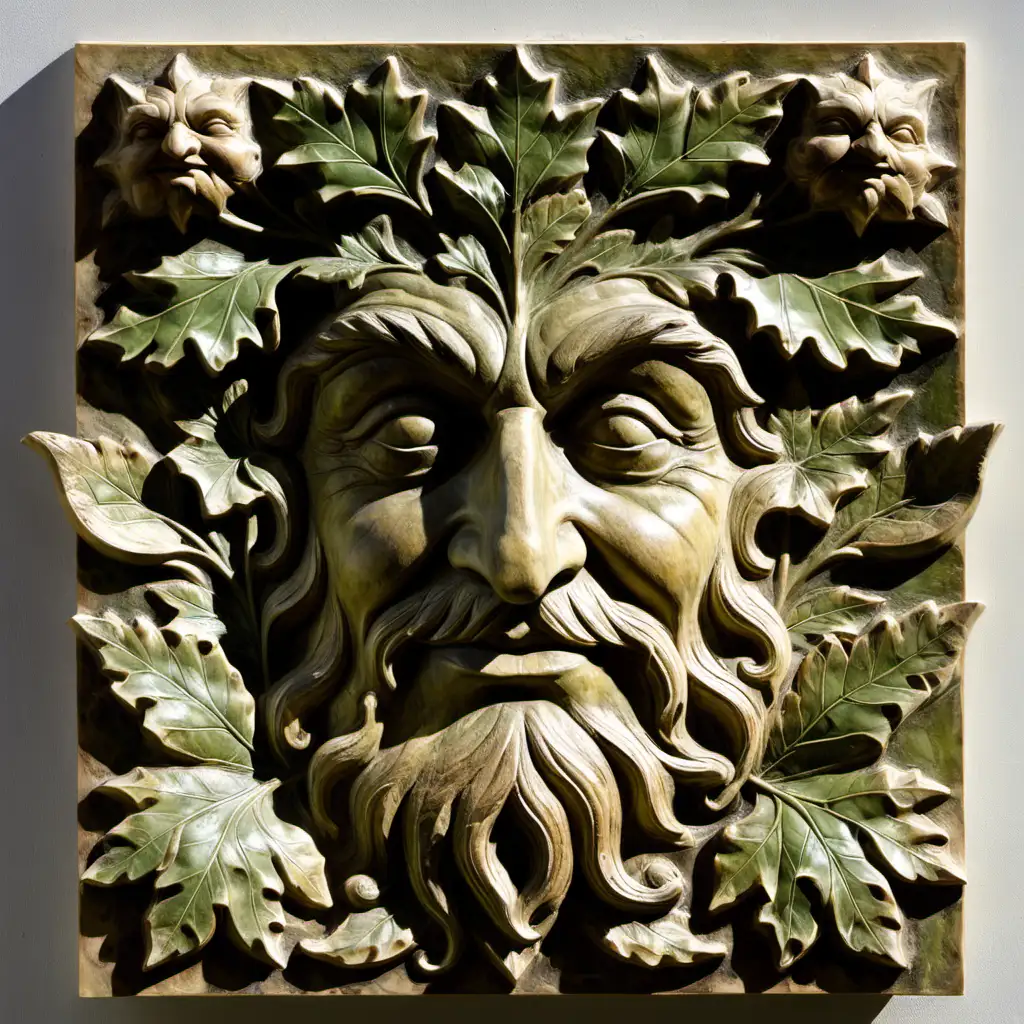 Soothing Greenman Statue Offering Relief in Nature