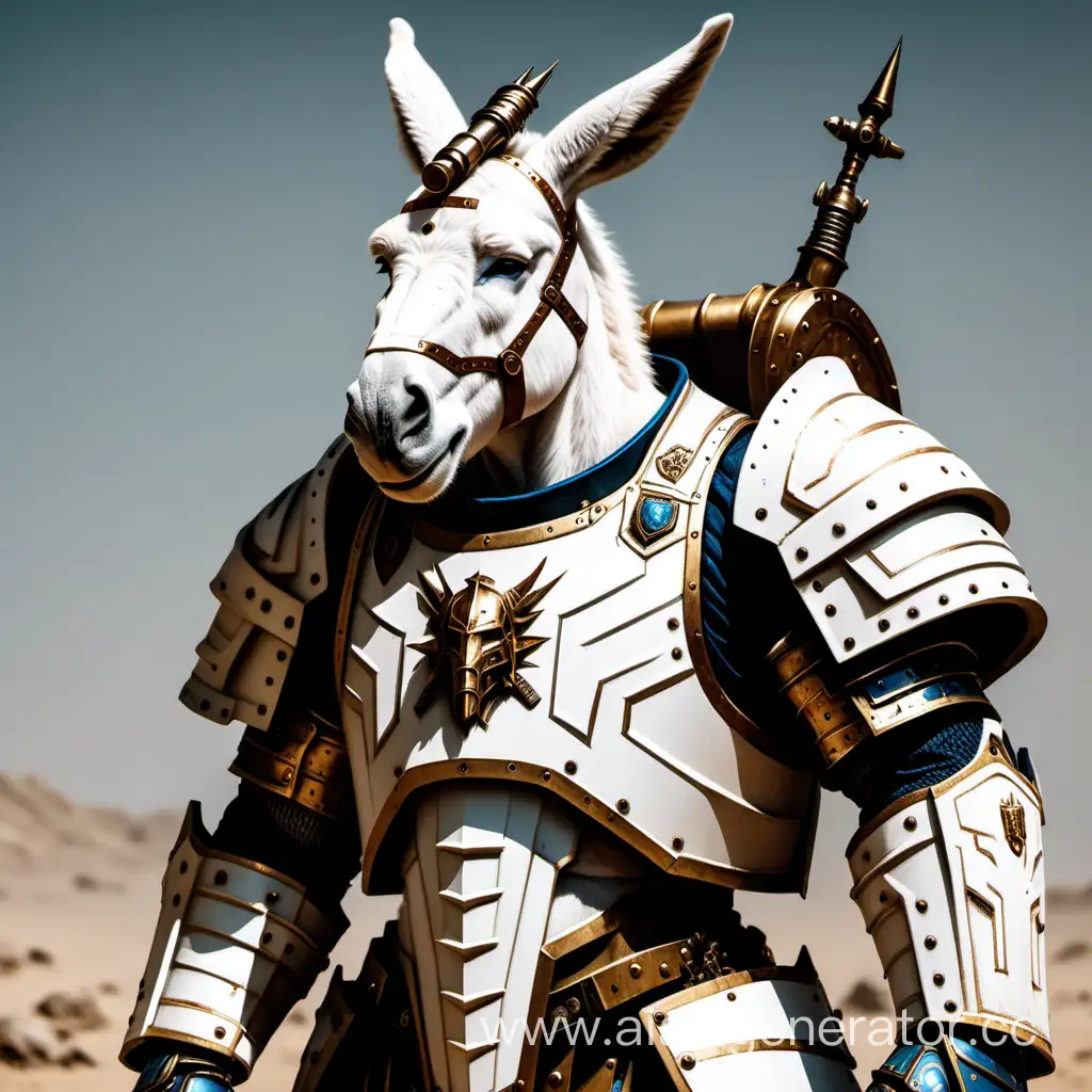 A white donkey in Astartes armor