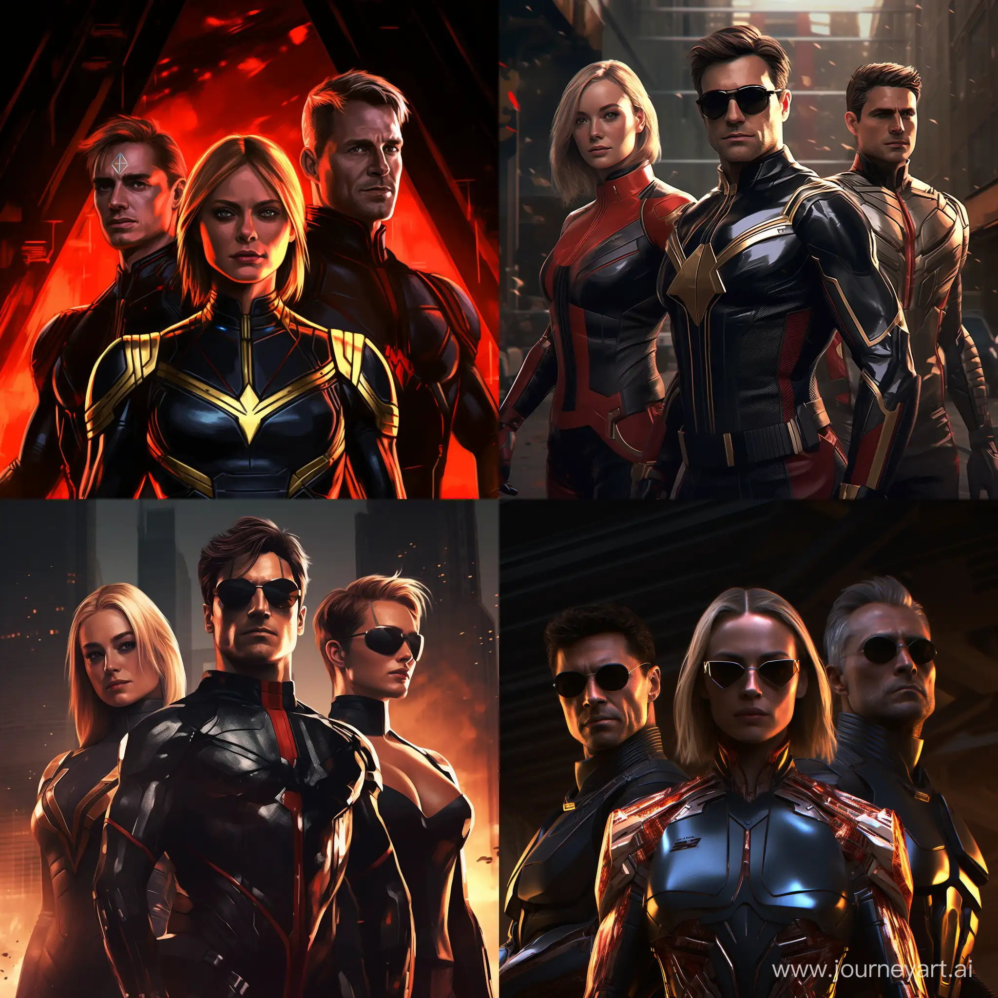 Cybernetic-Hyperrealistic-Captain-Marvel-Daredevil-and-Thor-Fusion-Art